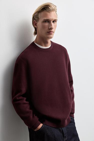 Compact knit sweater — BURGUNDY 5