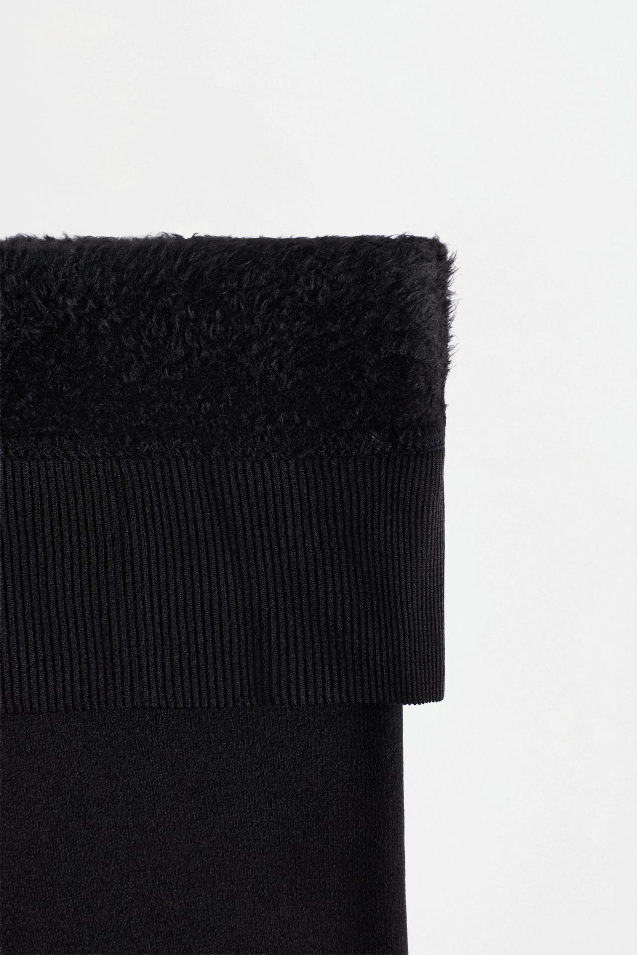 Leather effect fleece tights 200 den — CHARCOAL GREY