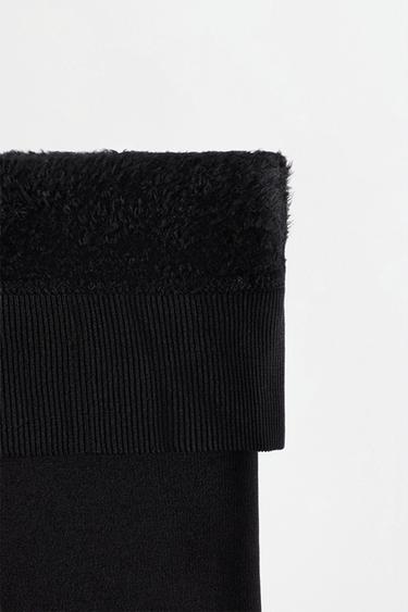 Leather effect fleece tights 200 den — CHARCOAL GREY 9