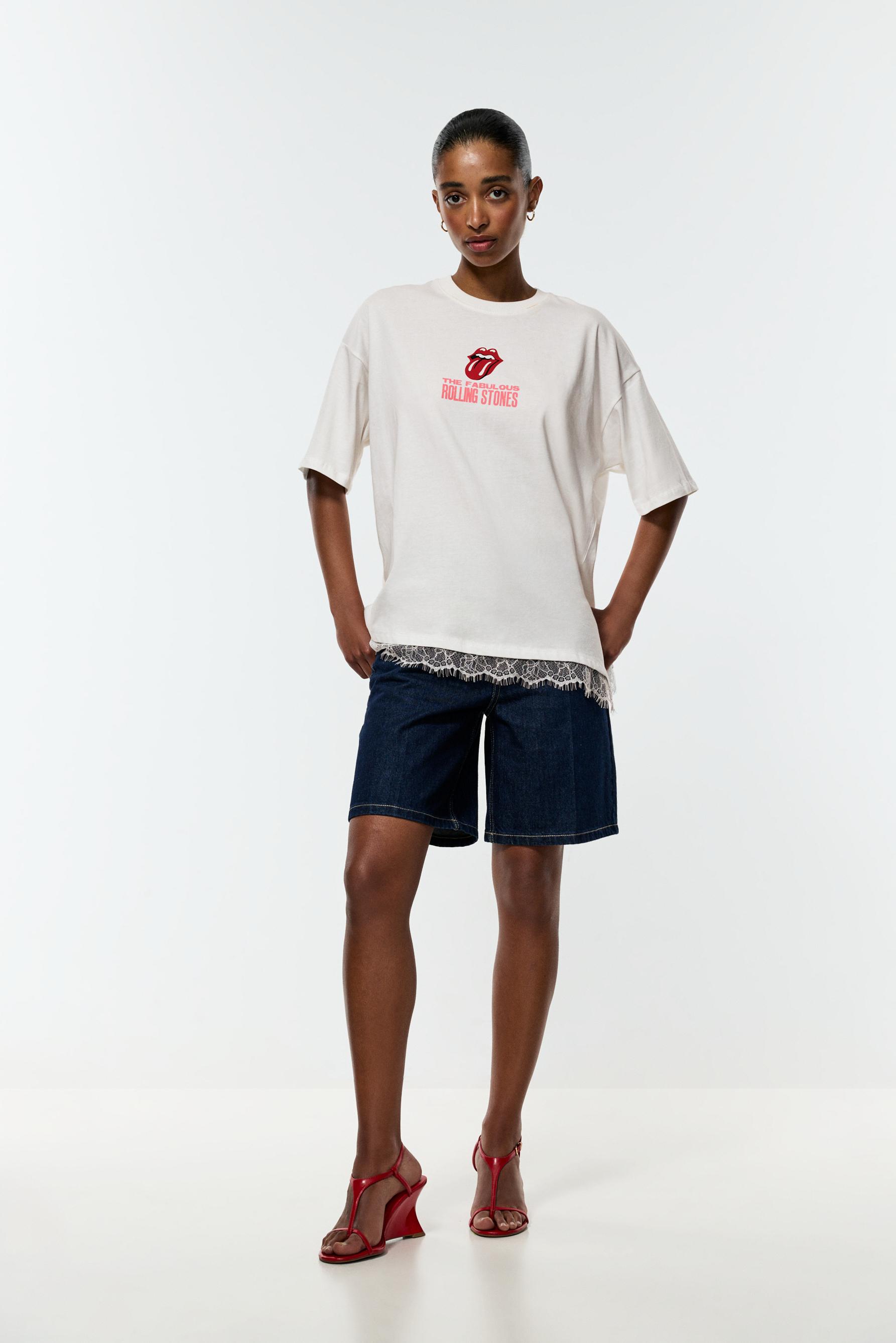 Rolling Stones ©Universal lace T-shirt — OFF WHITE