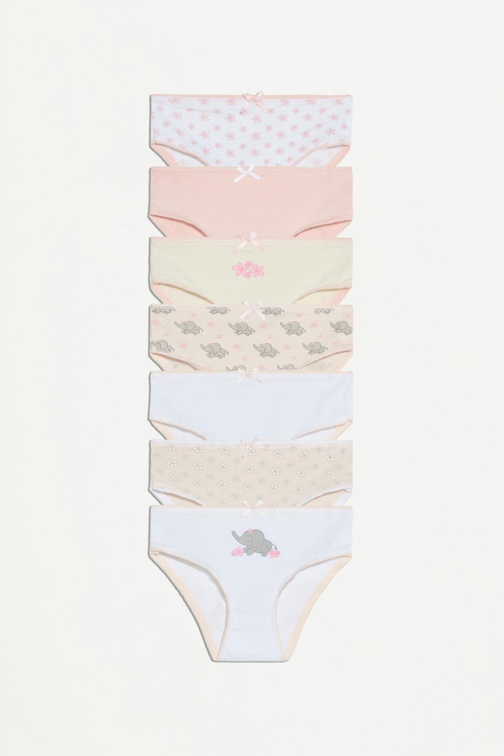 7-pack of elephant print briefs — PINK/WHITE