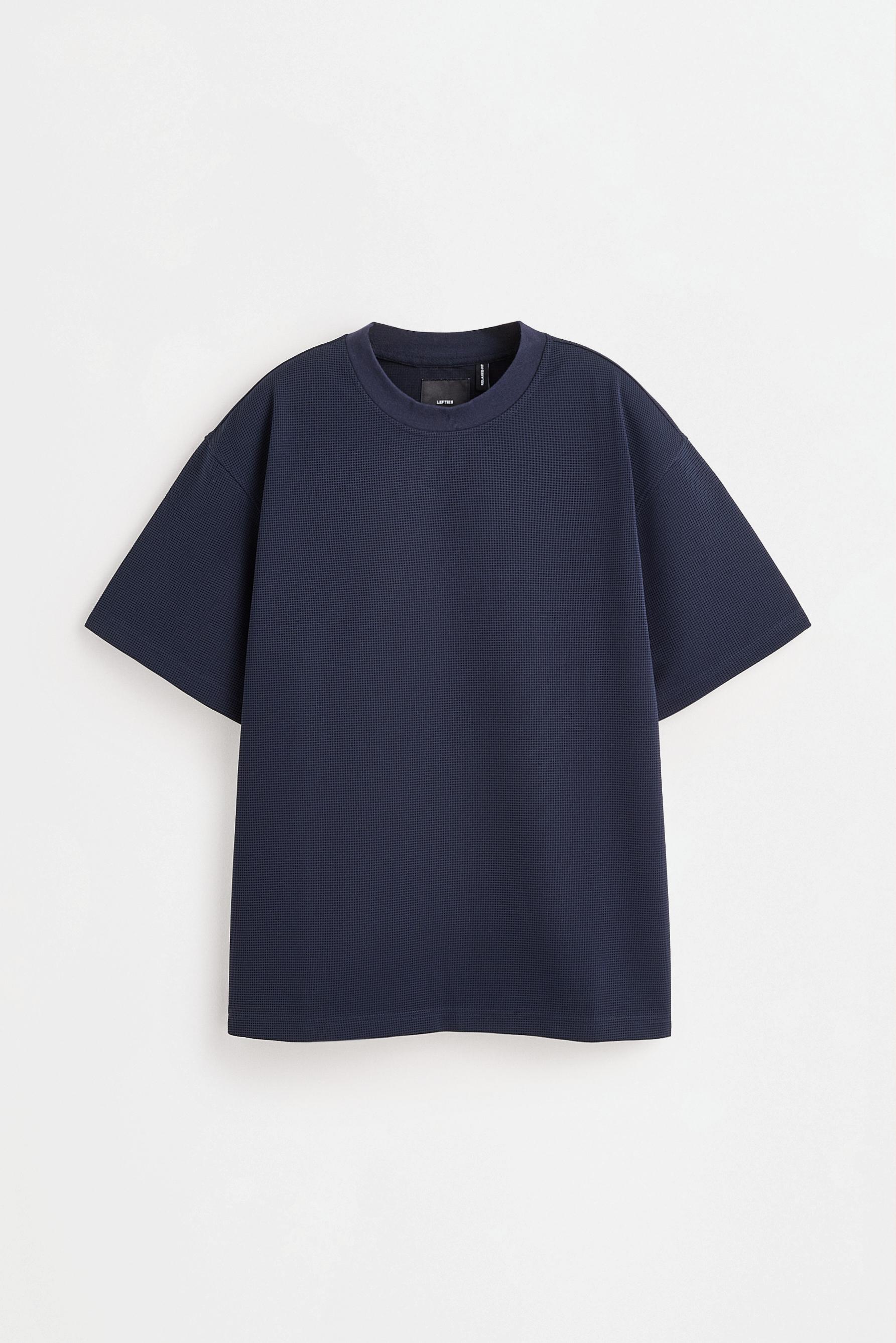 Textured sweatshirt T-shirt — DARK NAVY