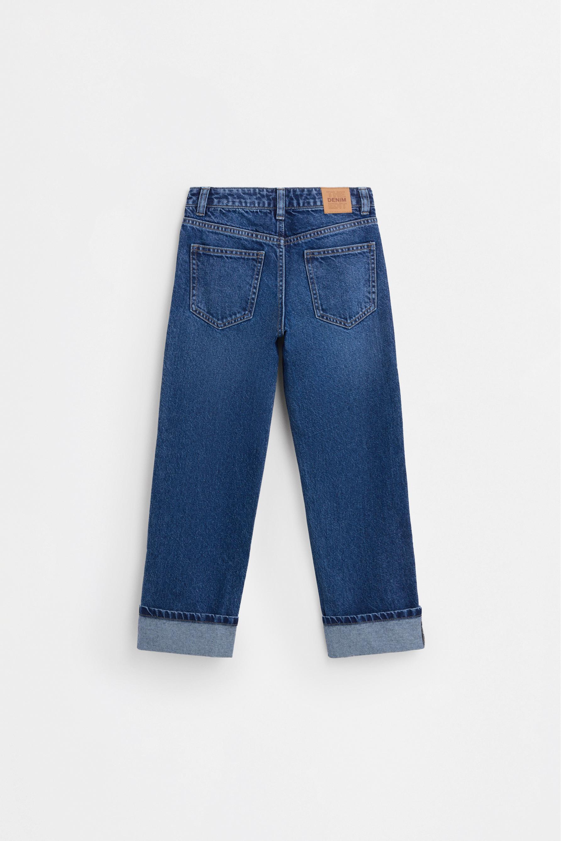 Straight-leg cuffed jeans — INDIGO