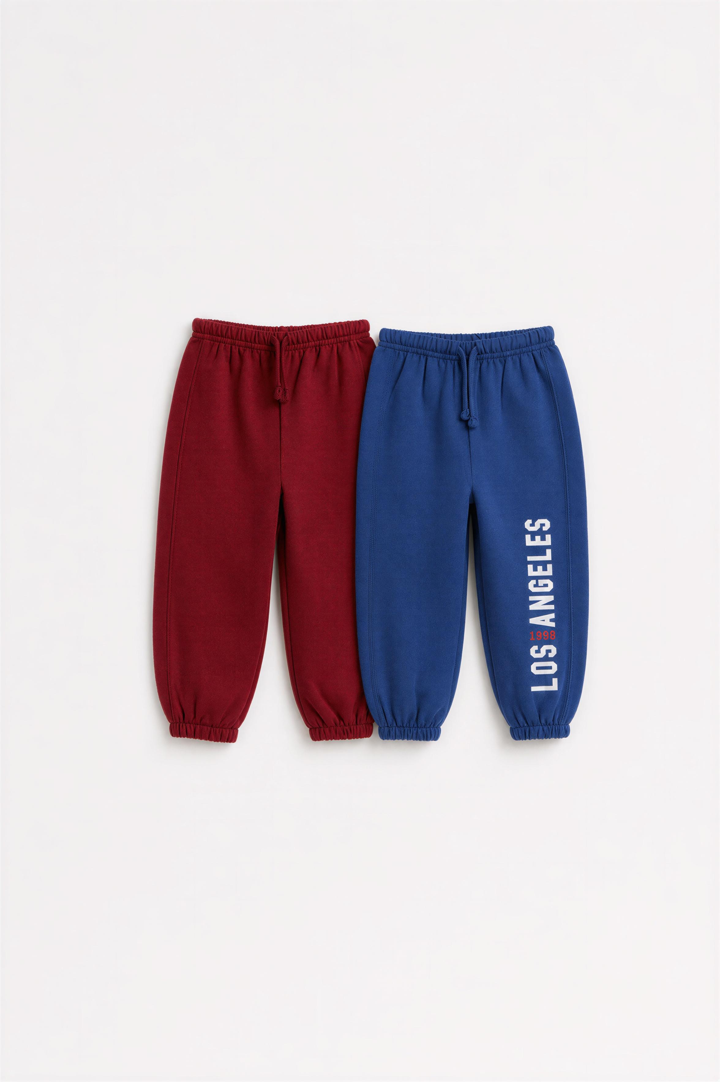 Pack of 2 printed relaxed joggers — BLUE