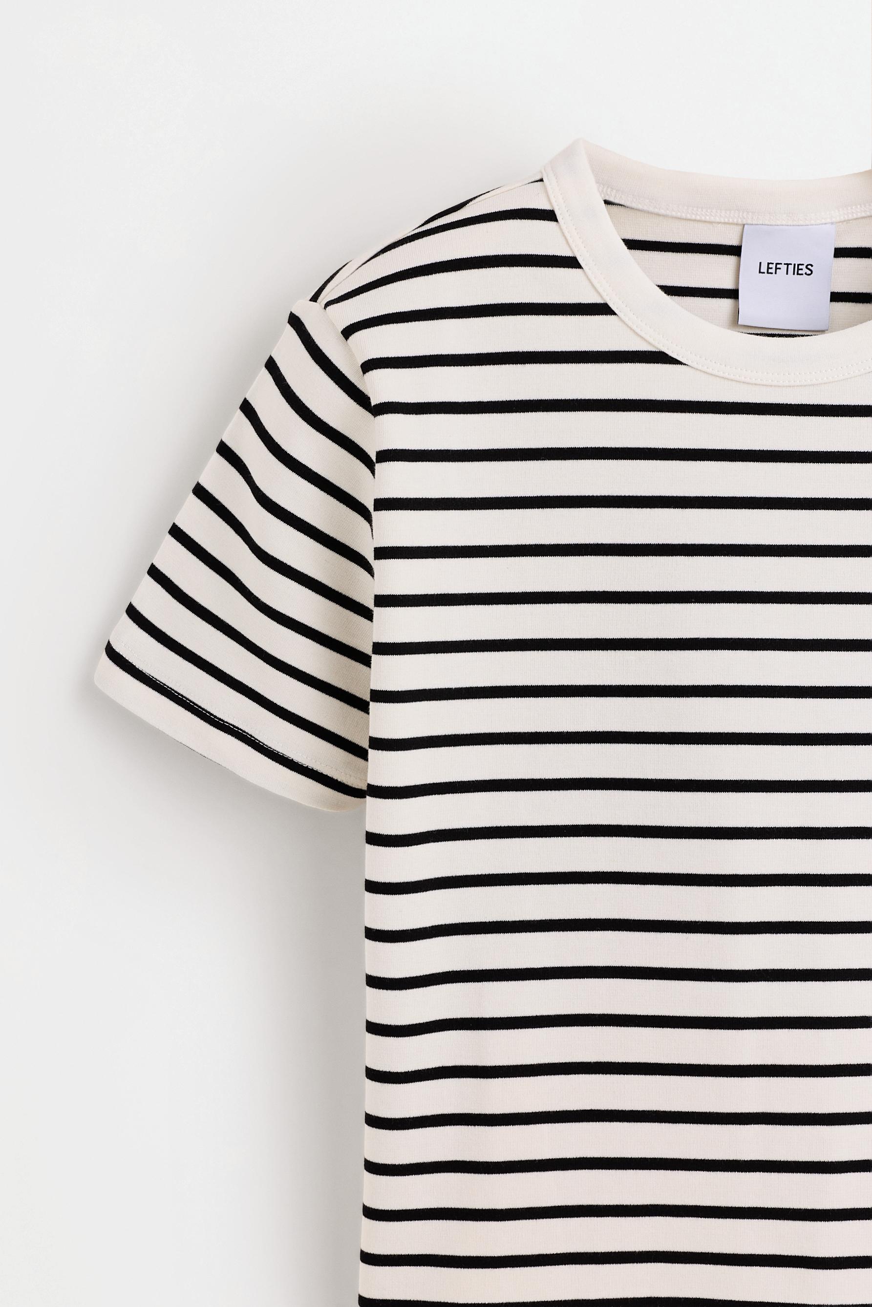 Striped interlock T-shirt — WHITE/BLACK