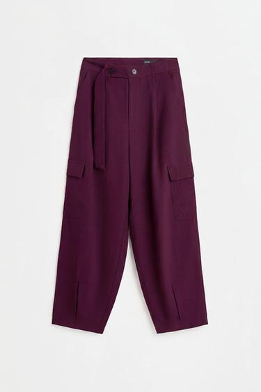 Flowing cargo trousers — PLUM 6