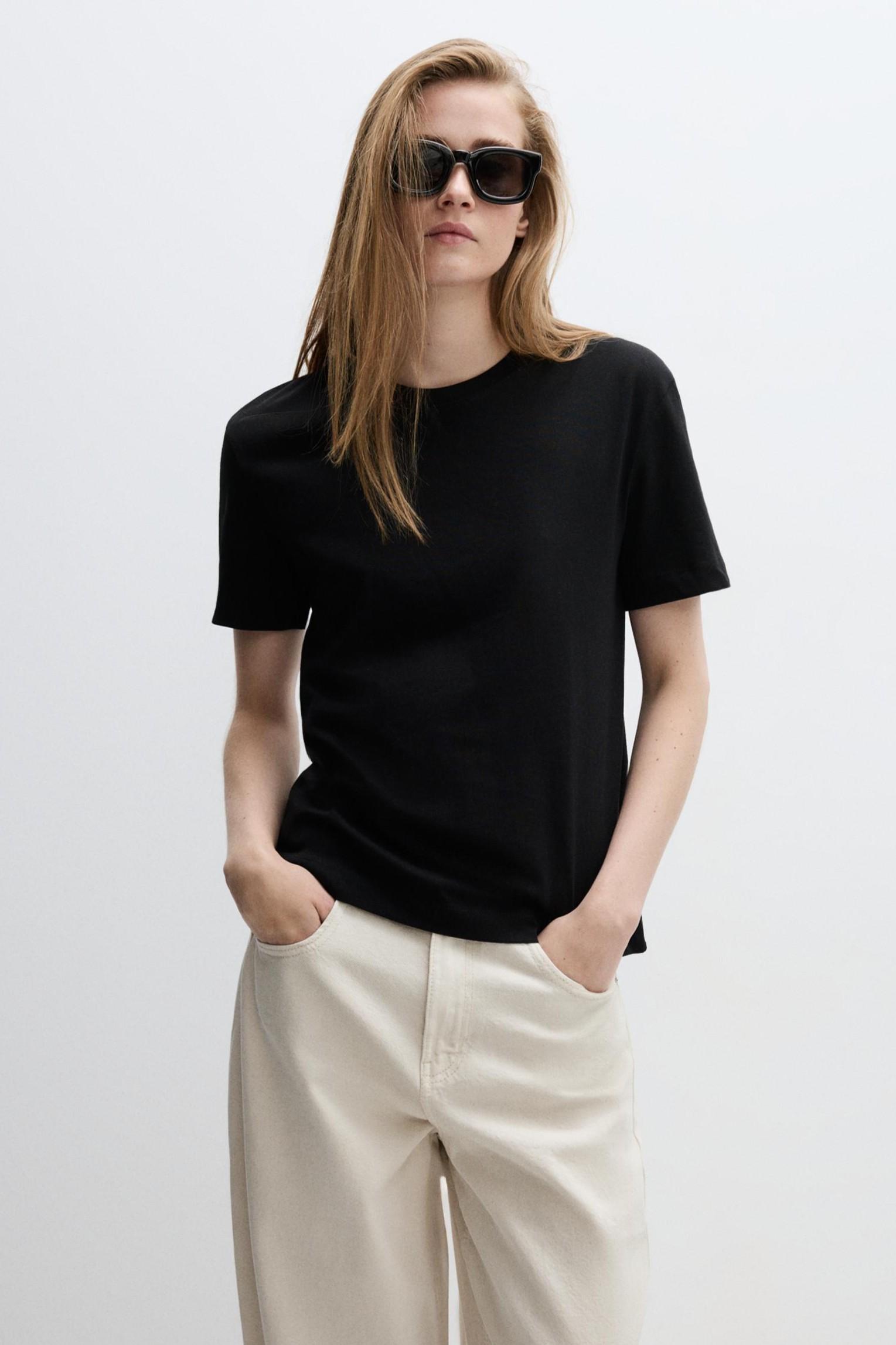 2-pack of basic round neck T-shirts — BLACK