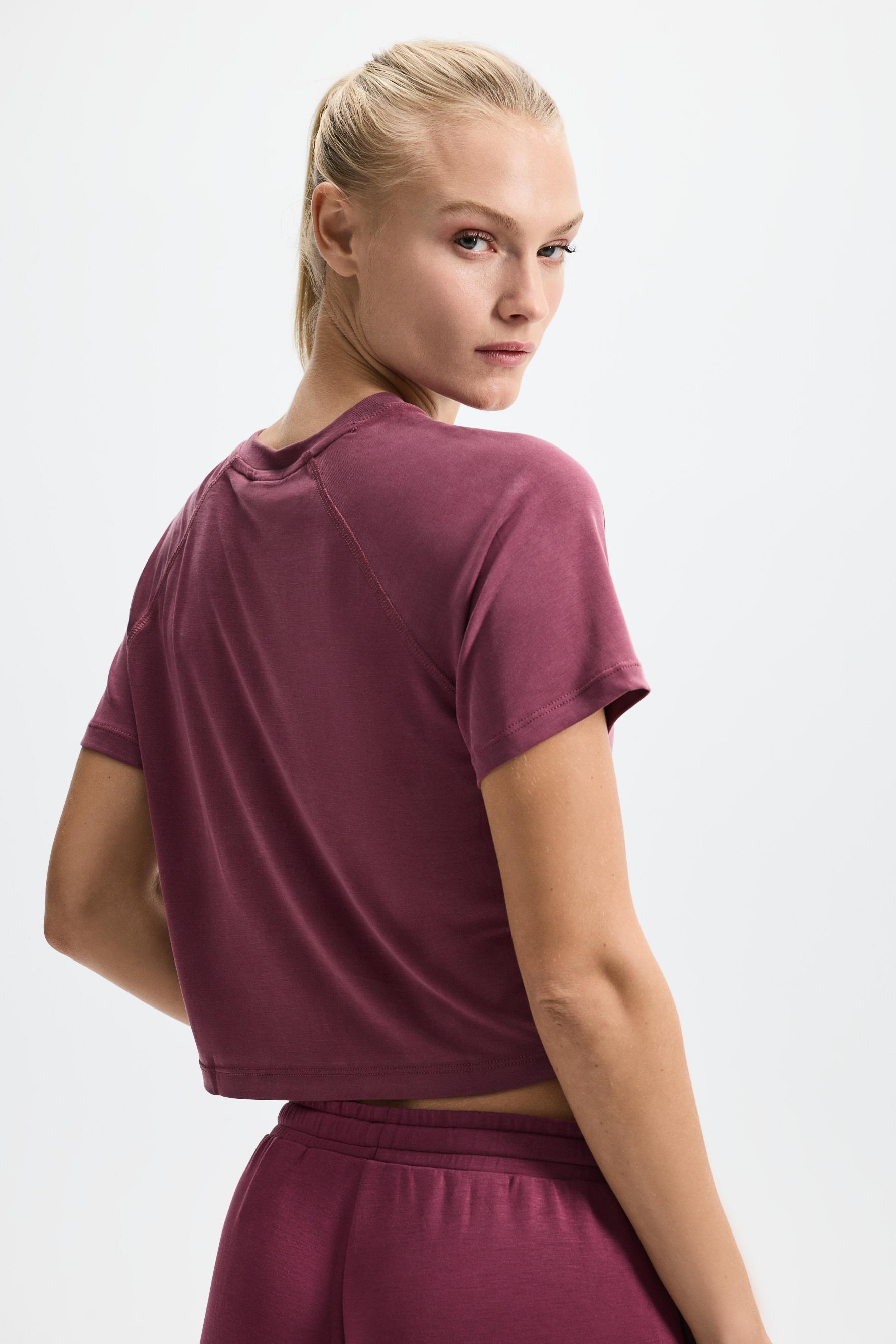 Cropped flowing T-shirt — DARK PINK