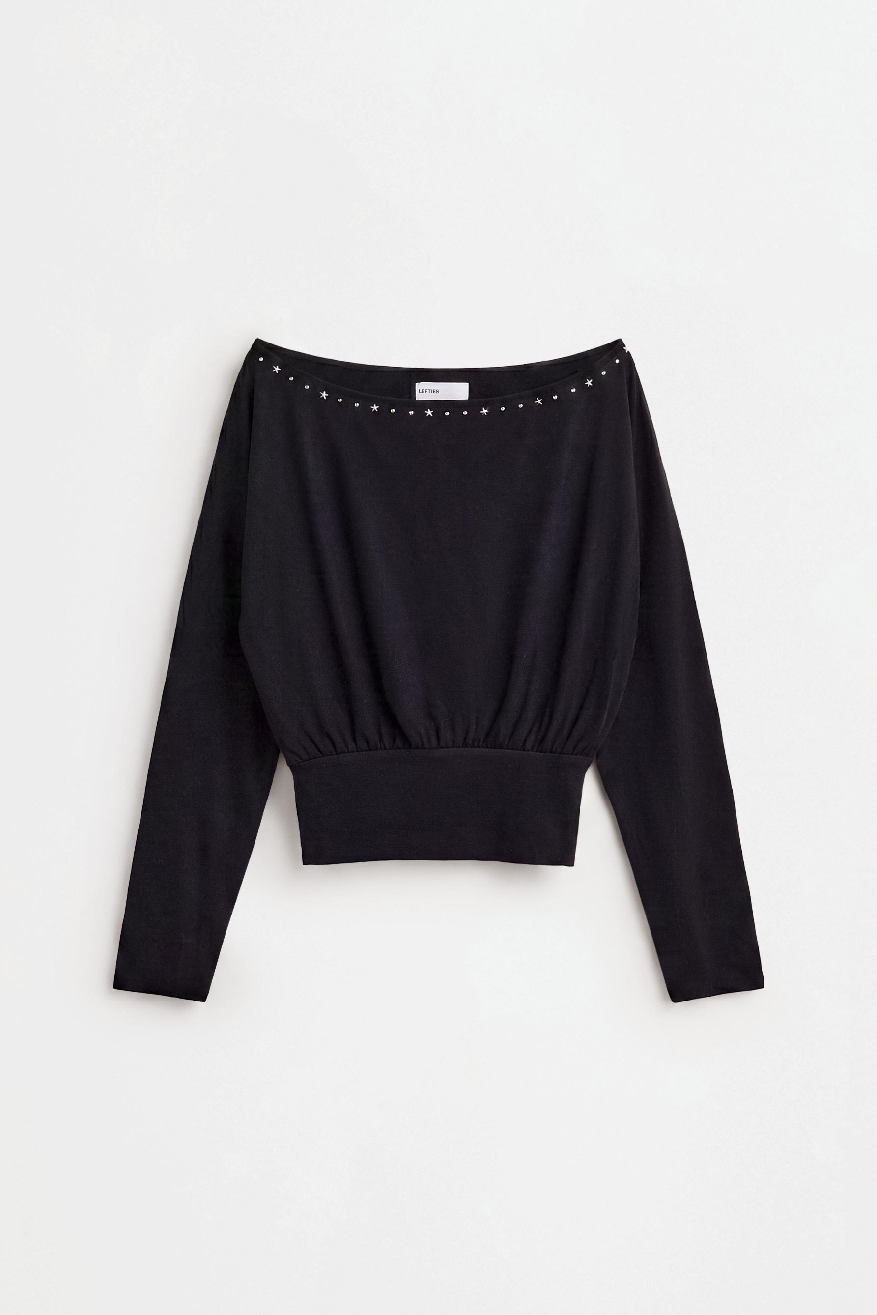 Drop-shoulder T-shirt — BLACK