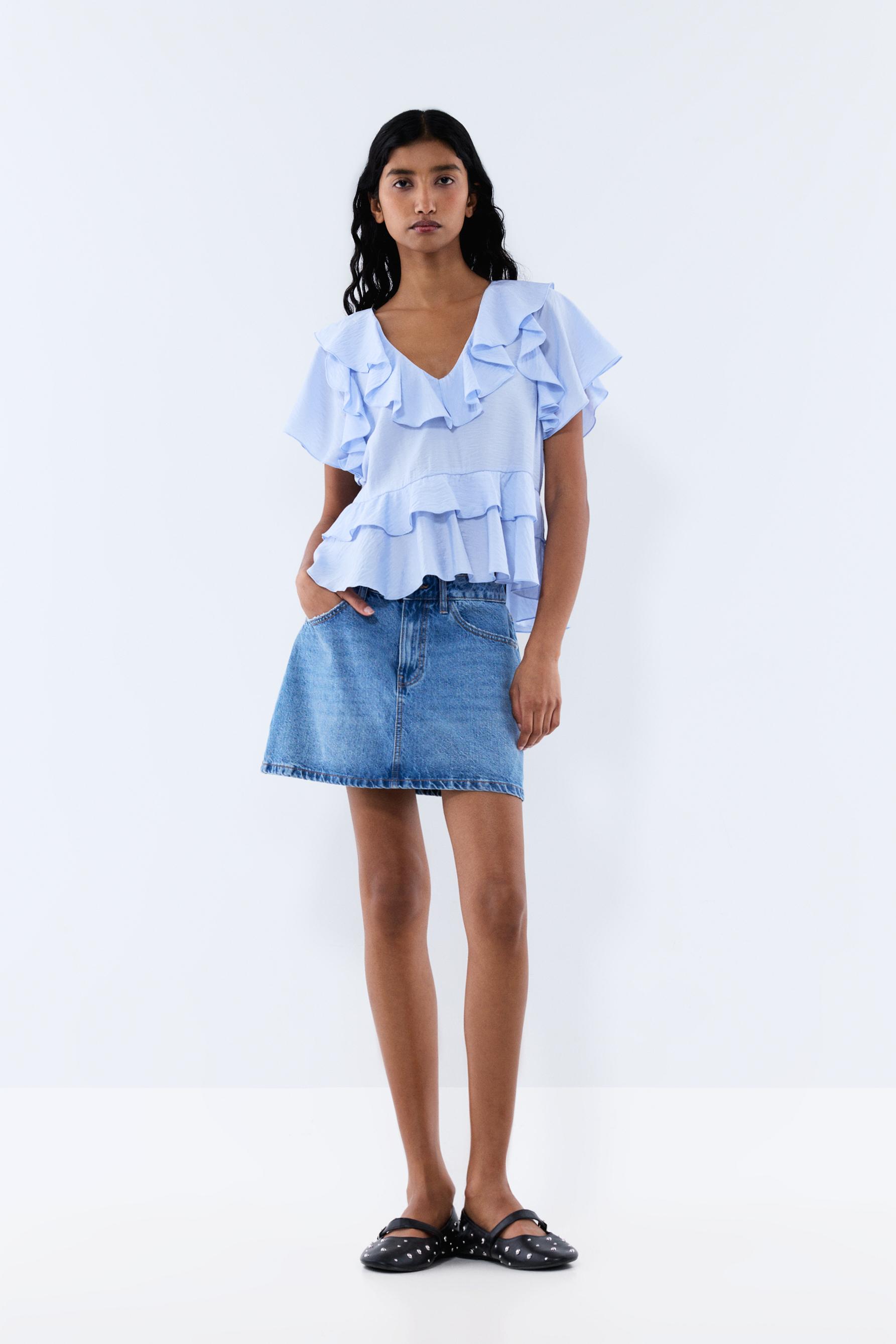 Ruffled Blouse — MEDIUM BLUE