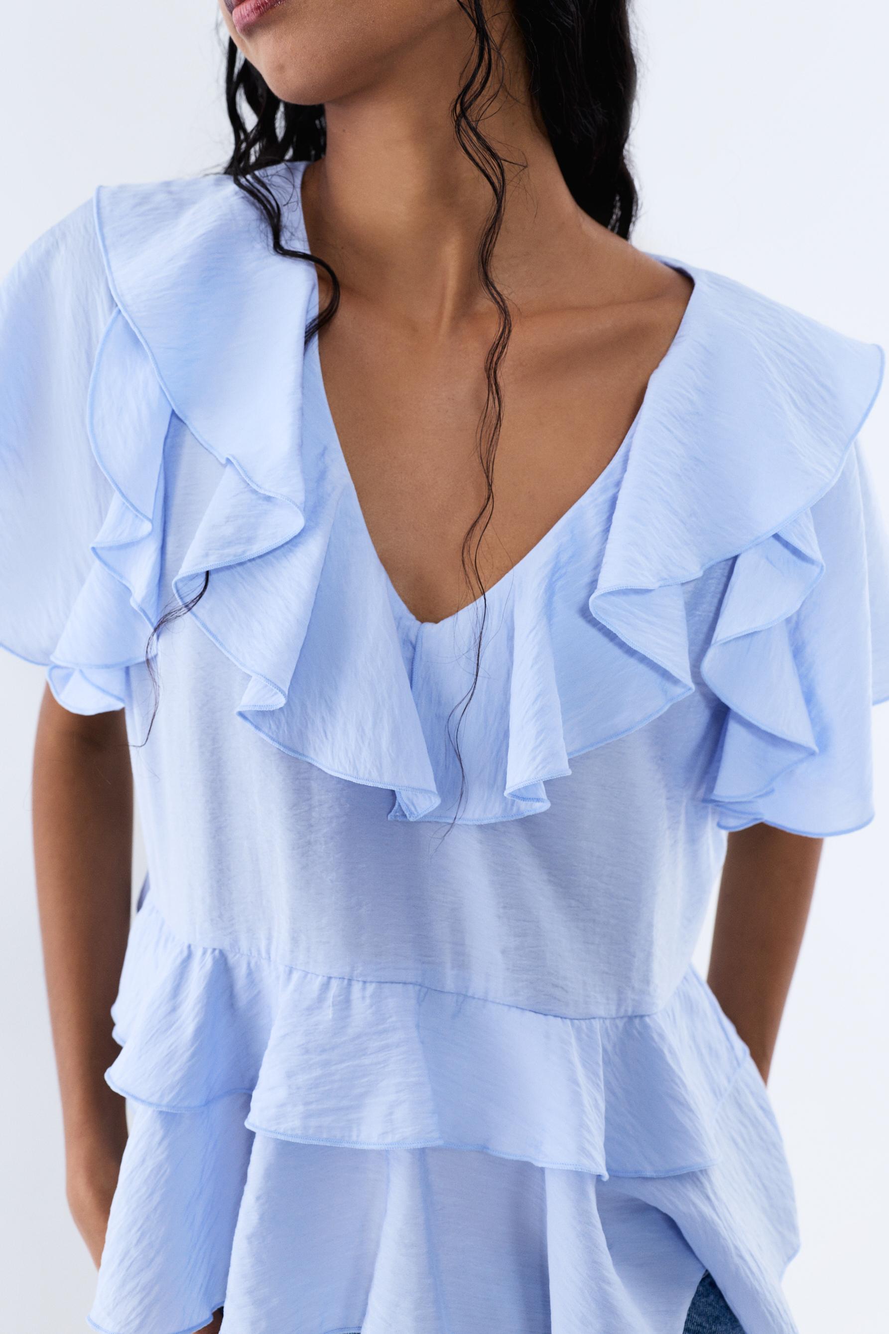 Ruffled Blouse — MEDIUM BLUE