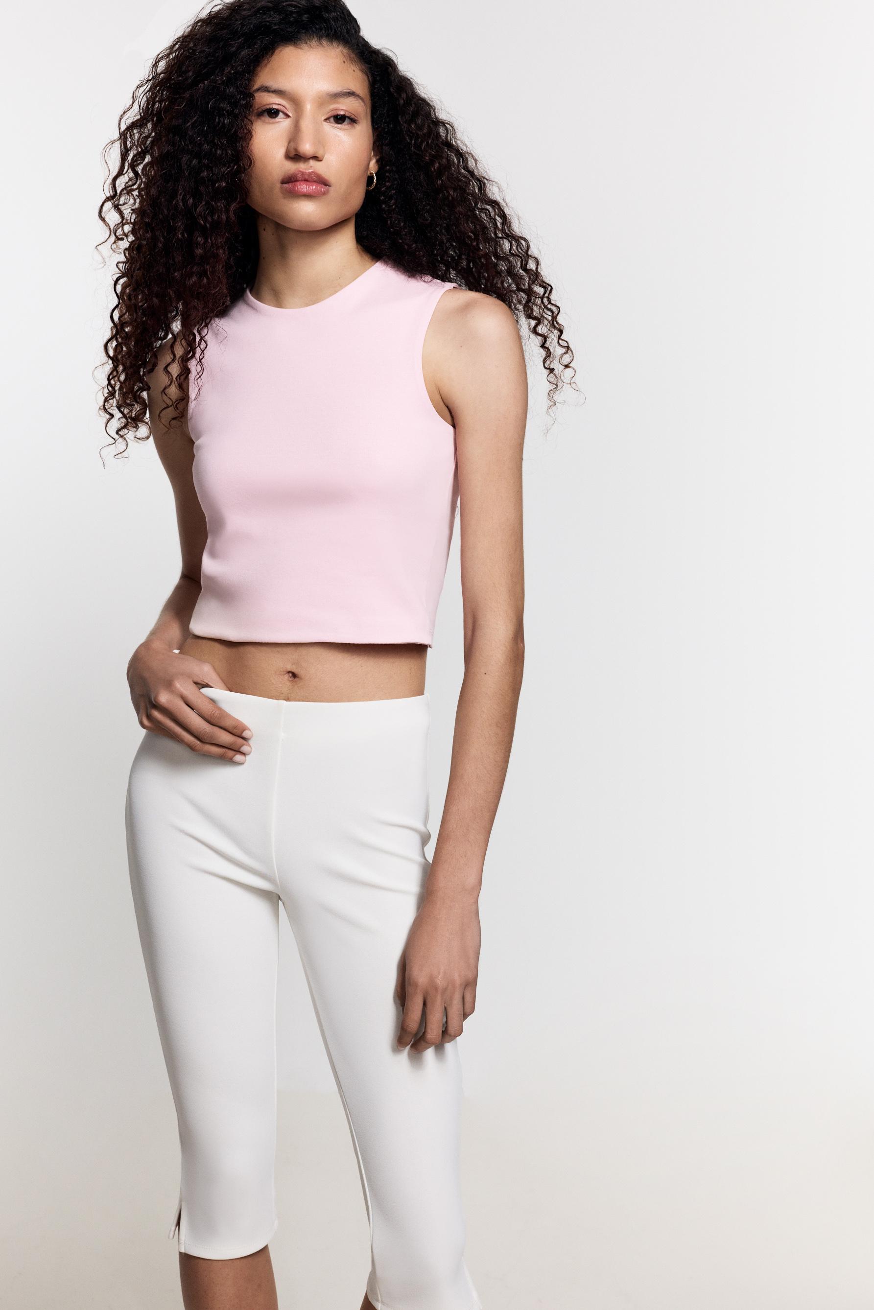 Cropped ribbed T-shirt — PINK