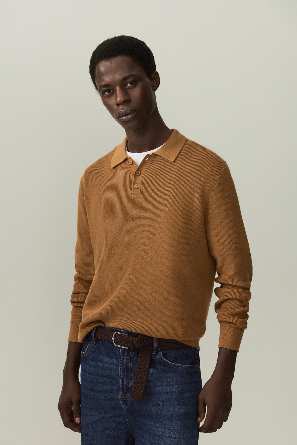 Textured knit polo shirt