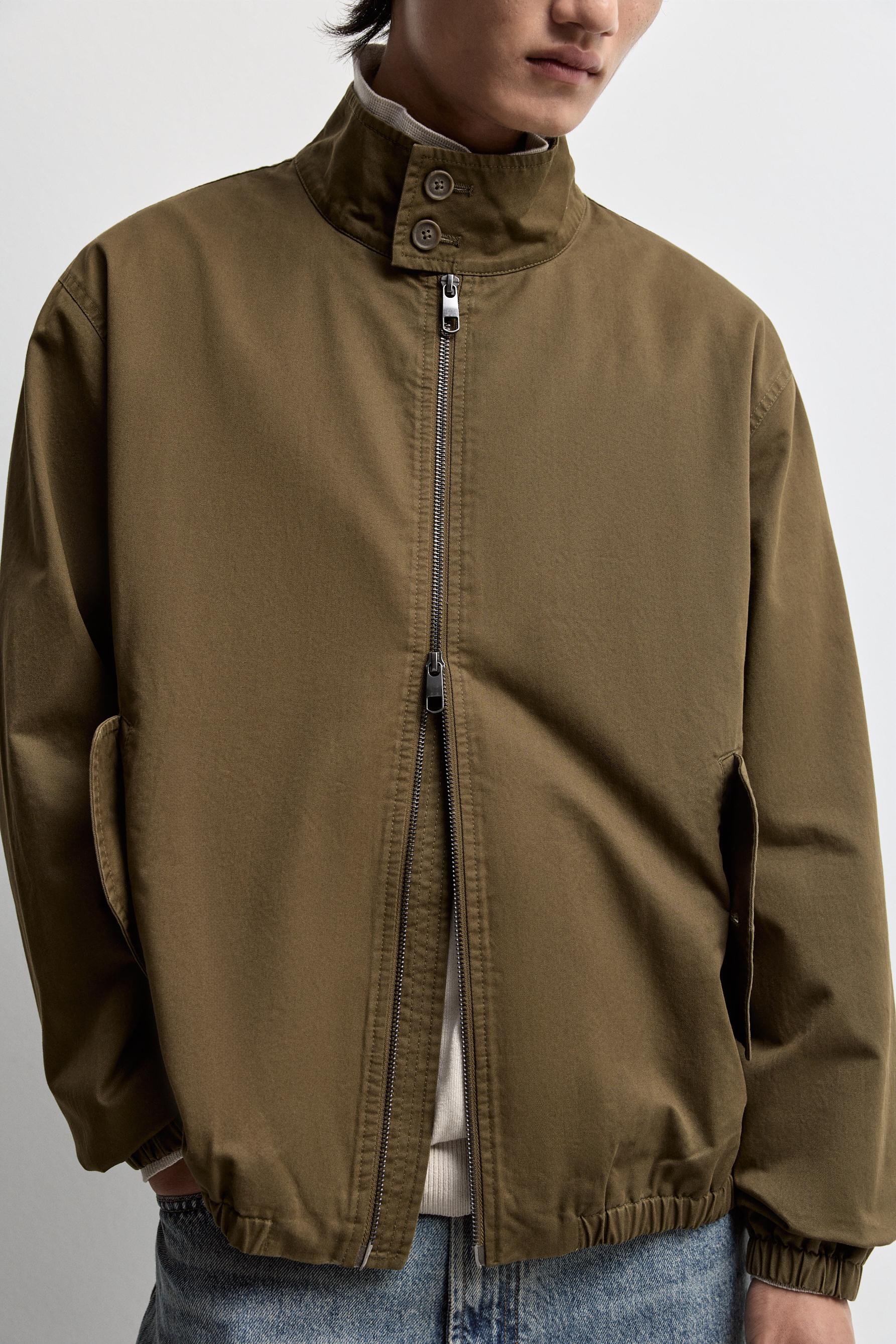 High neck jacket — DARK KHAKI