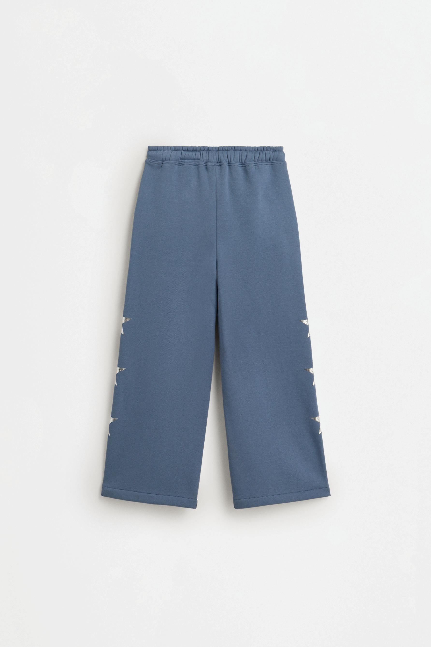 Star print plush culottes — STEEL BLUE