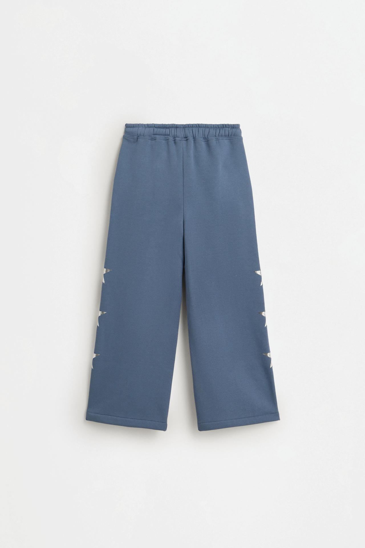 Star print plush culottes — STEEL BLUE
