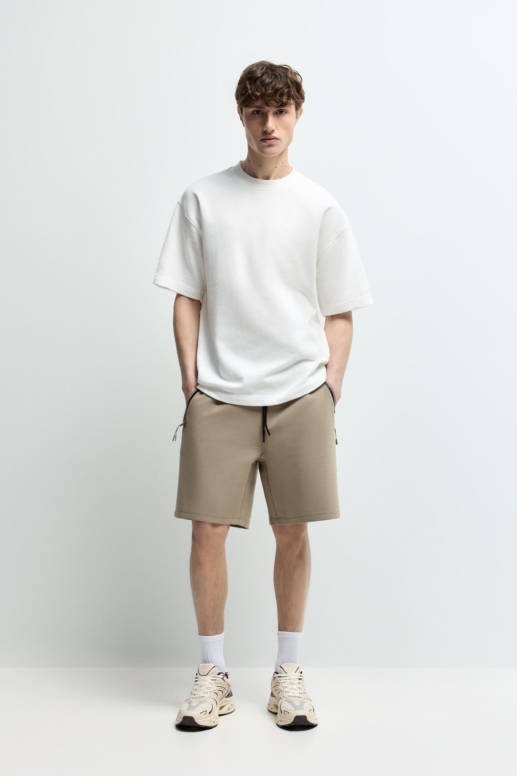 Basic interlock Bermuda shorts — TOBACCO BROWN