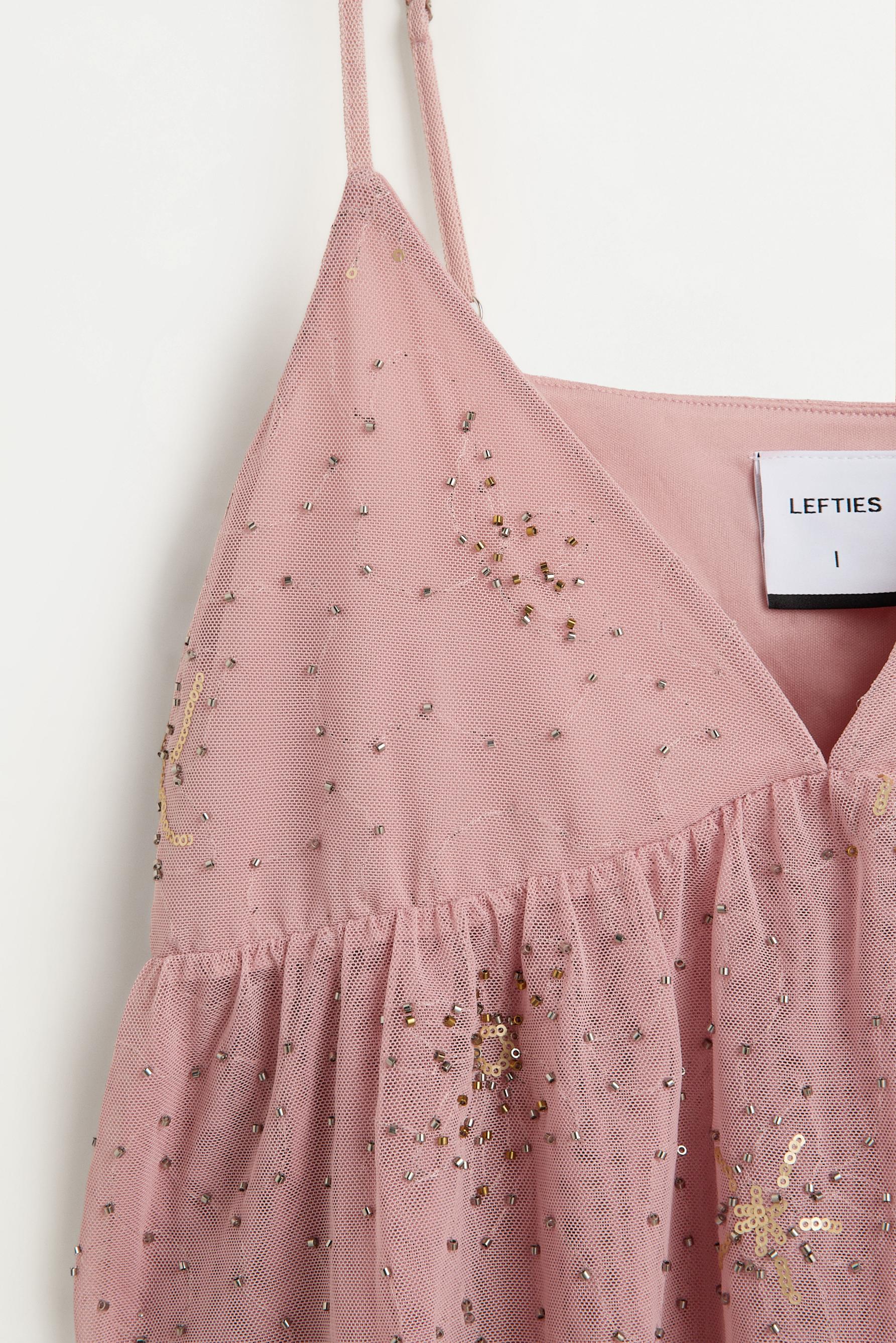 Rhinestone embroidered top — PINK