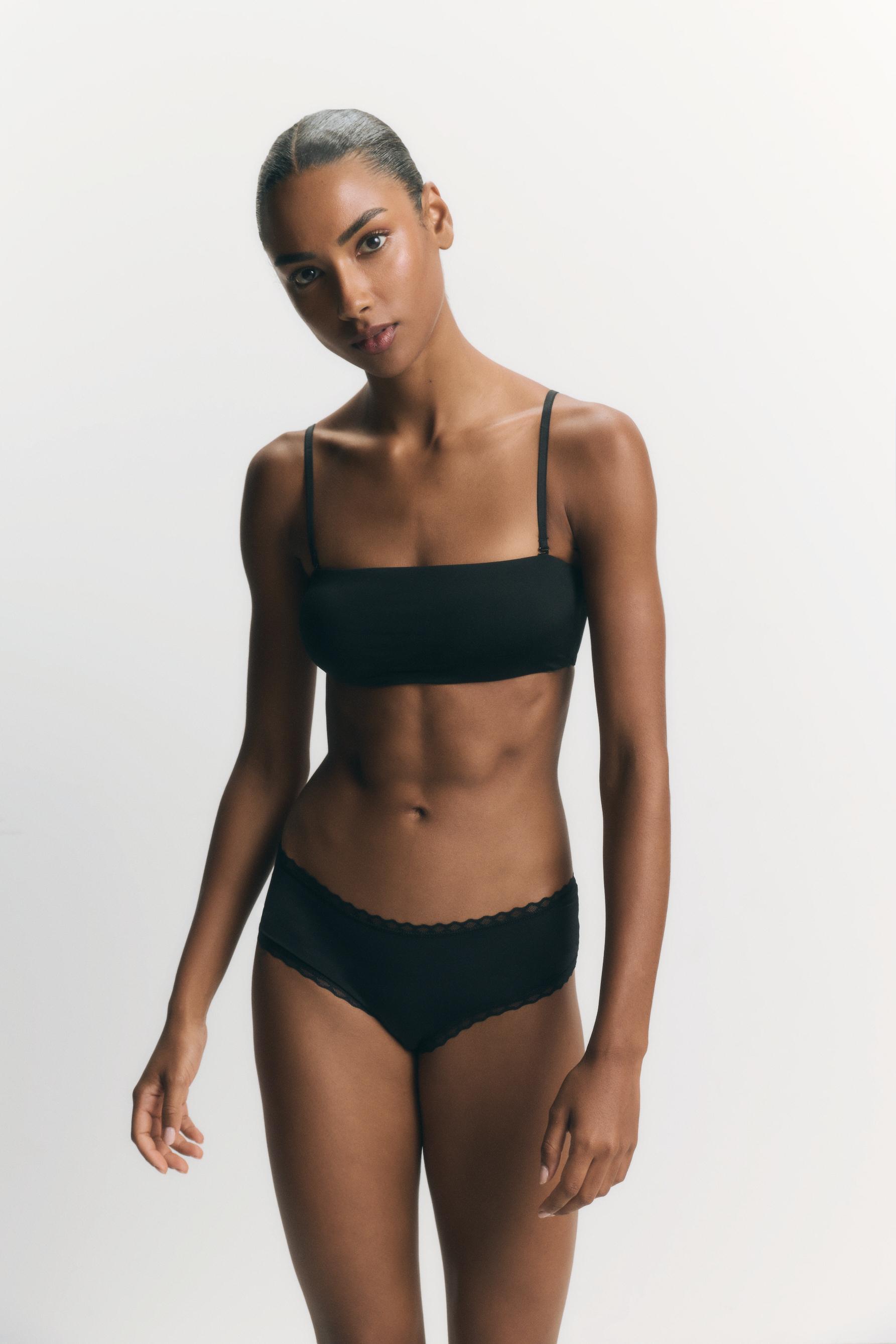 Microfibre multi-way bandeau bra — BLACK