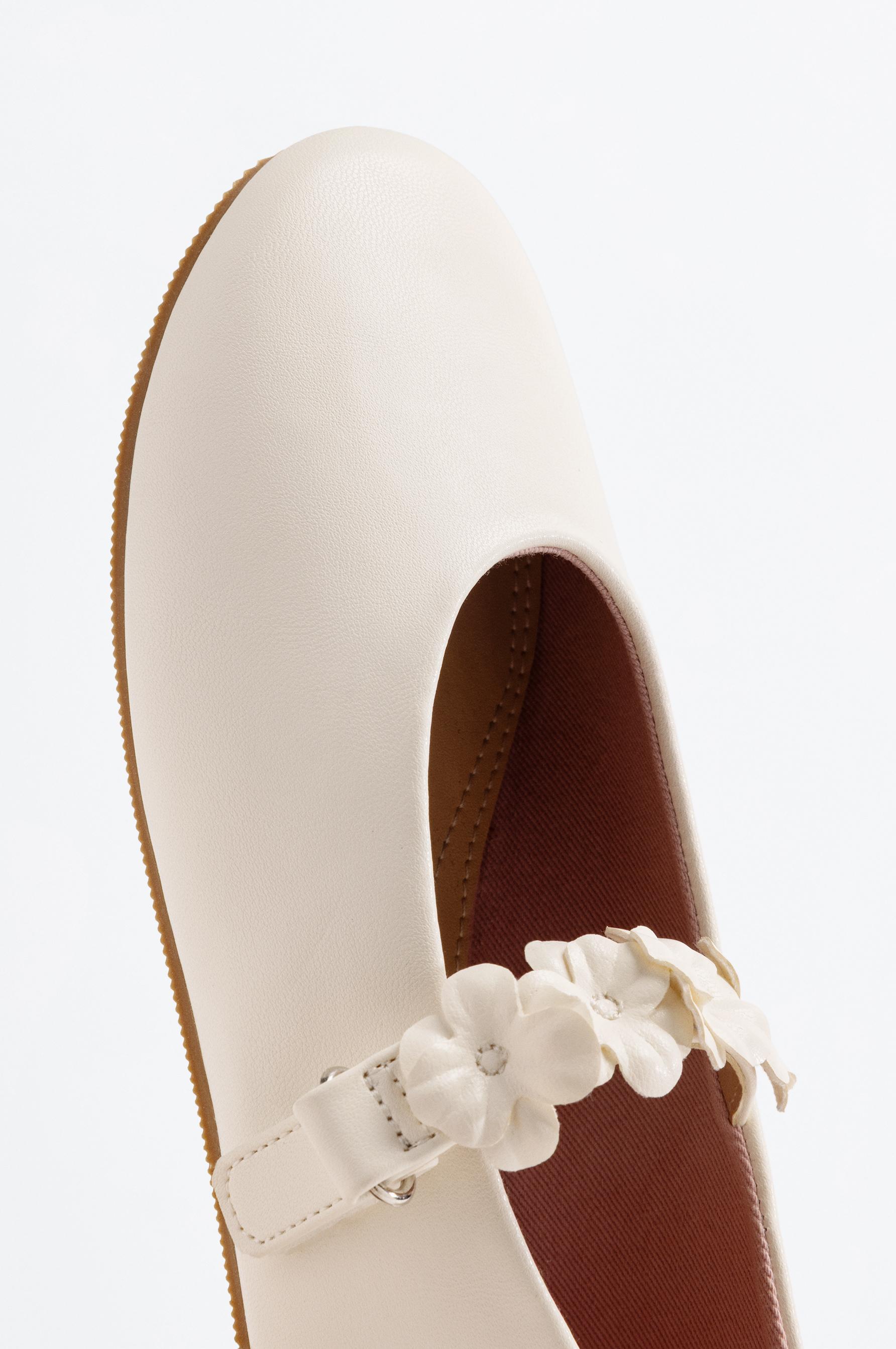Flower detail Mary Jane ballet flats — WHITE