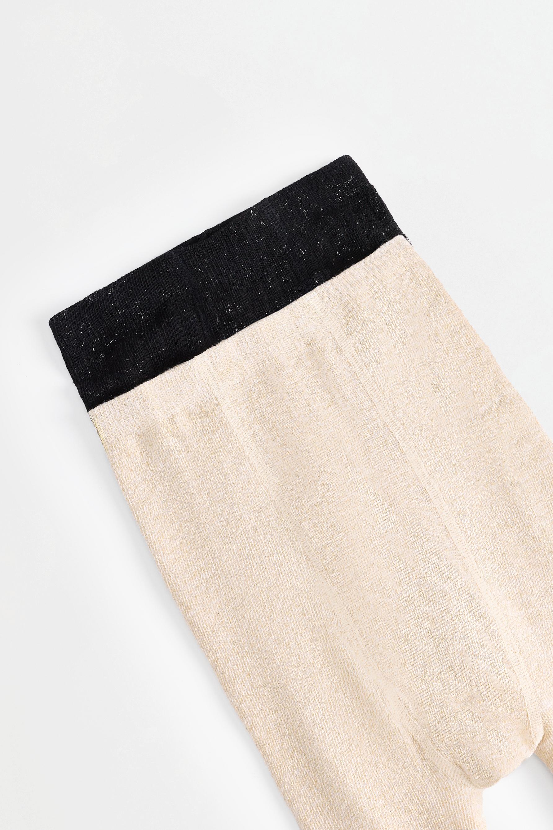2-pack of glittery ribbed tights — ECRU/BLACK