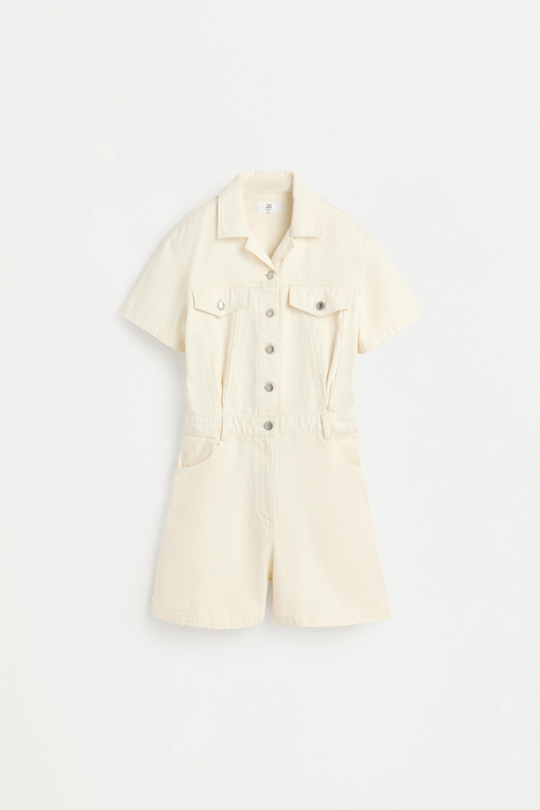 Short denim jumpsuit — WHITE
