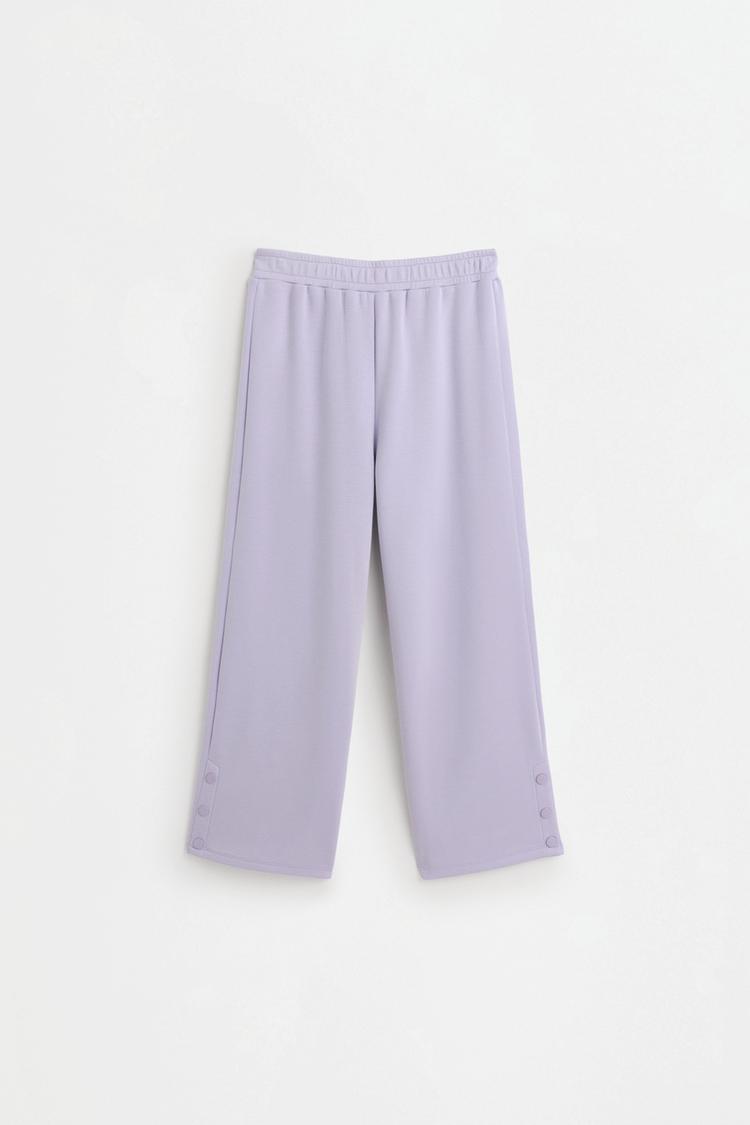 Viscose trousers with buttons — DARK MULBERRY
