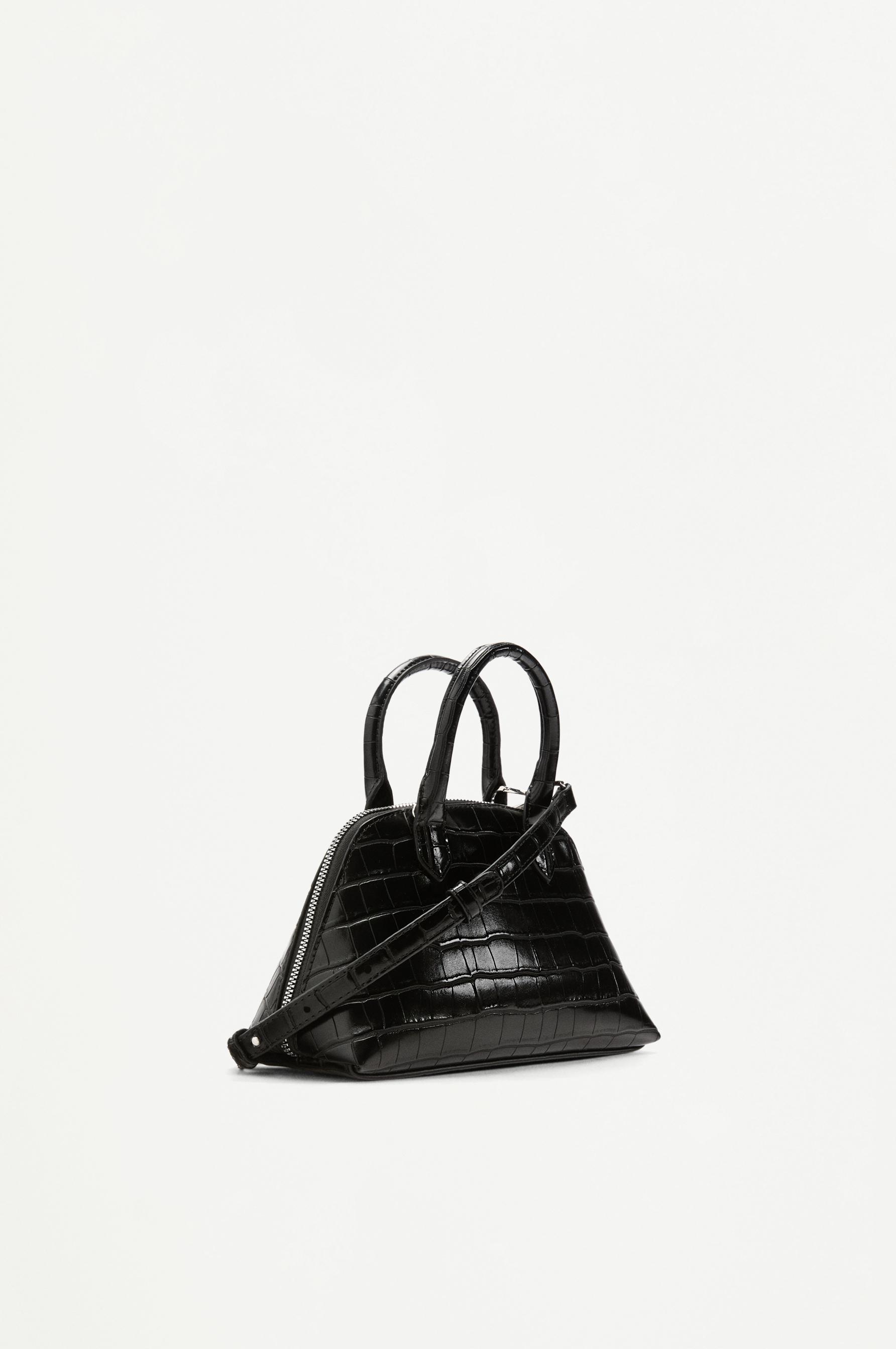Crocodile-effect crossbody bag — BLACK