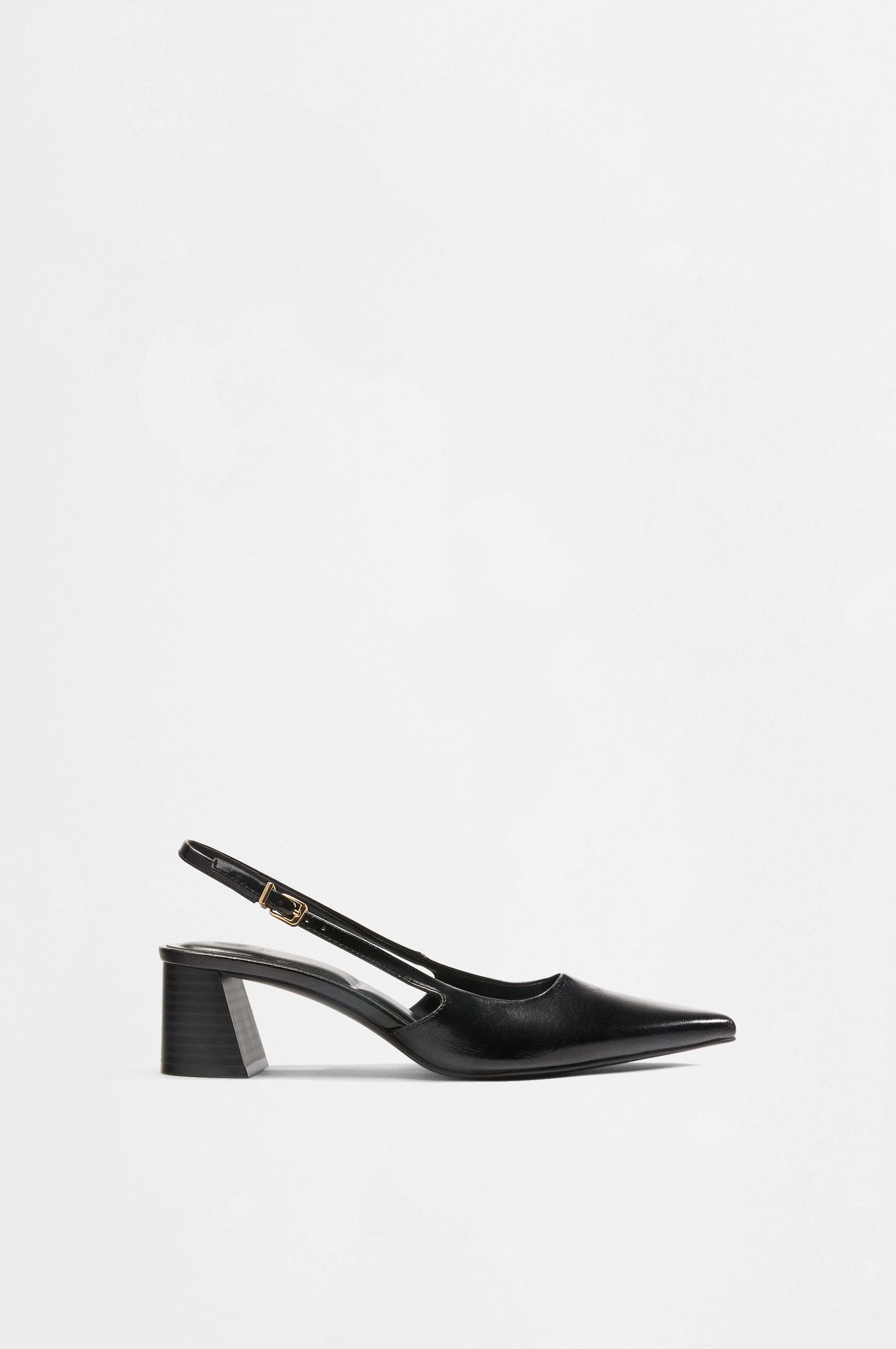 Block heel slingback shoe — BLACK