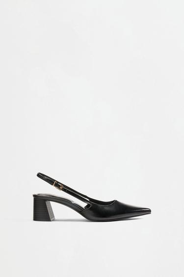 Block heel slingback shoe — BLACK 1