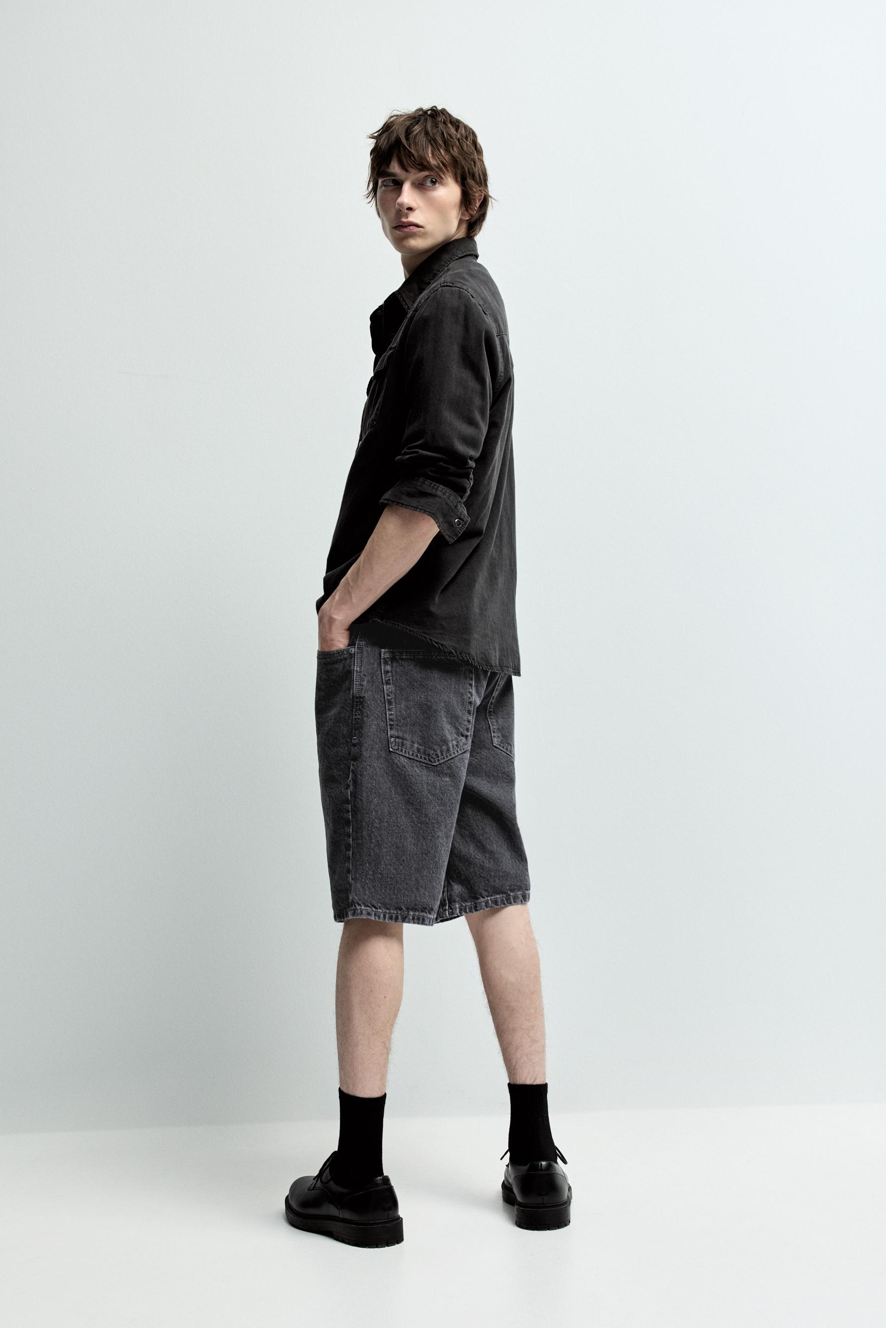 Regular fit denim Bermuda shorts — CHARCOAL