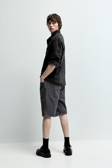 Regular fit denim Bermuda shorts — CHARCOAL 5