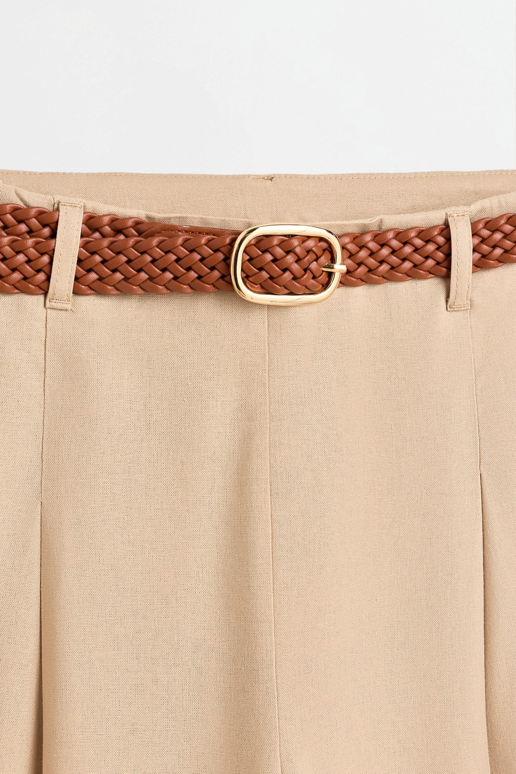 Barrel trousers with belt — CAMEL