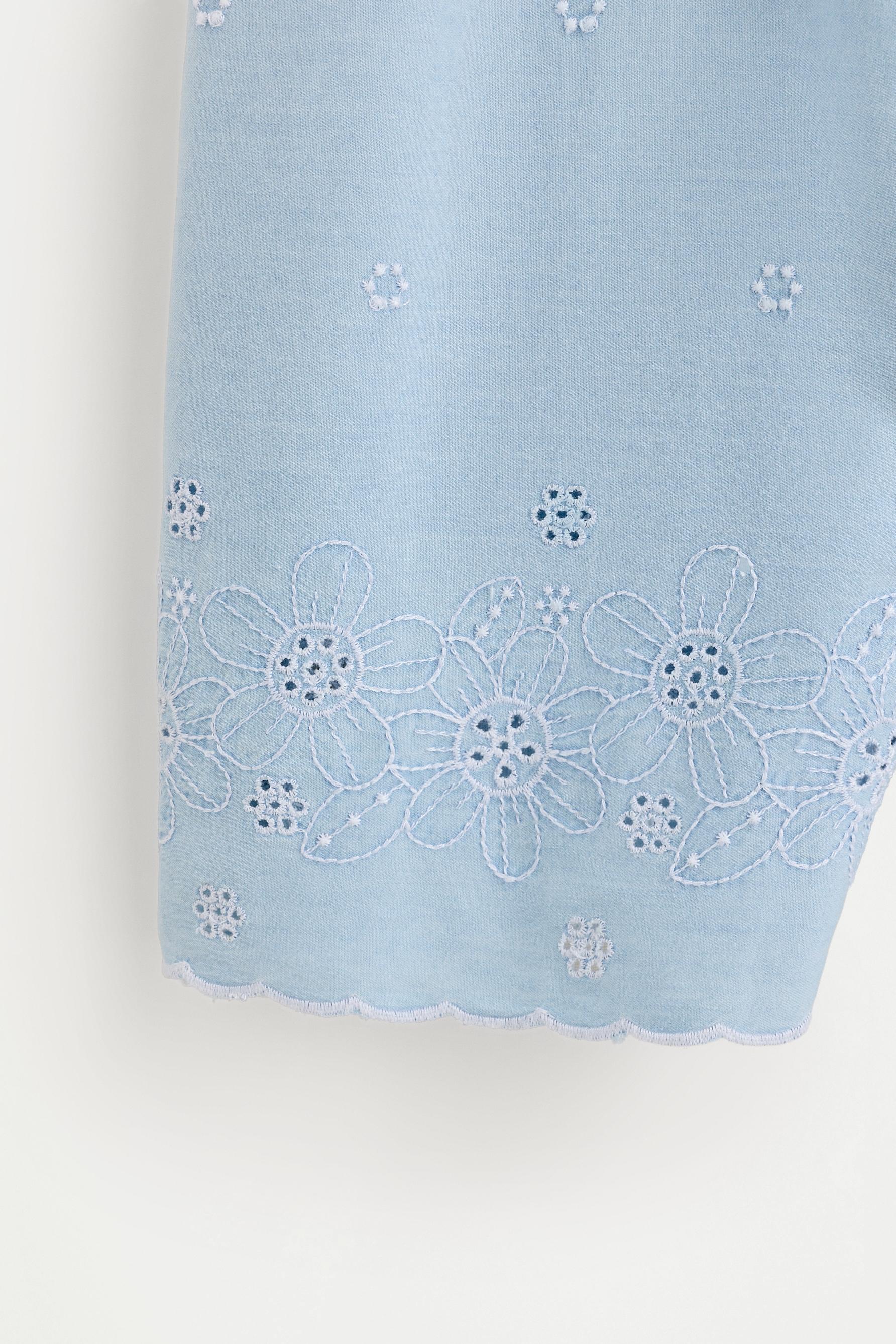 Embroidered denim dungarees — PALE BLUE