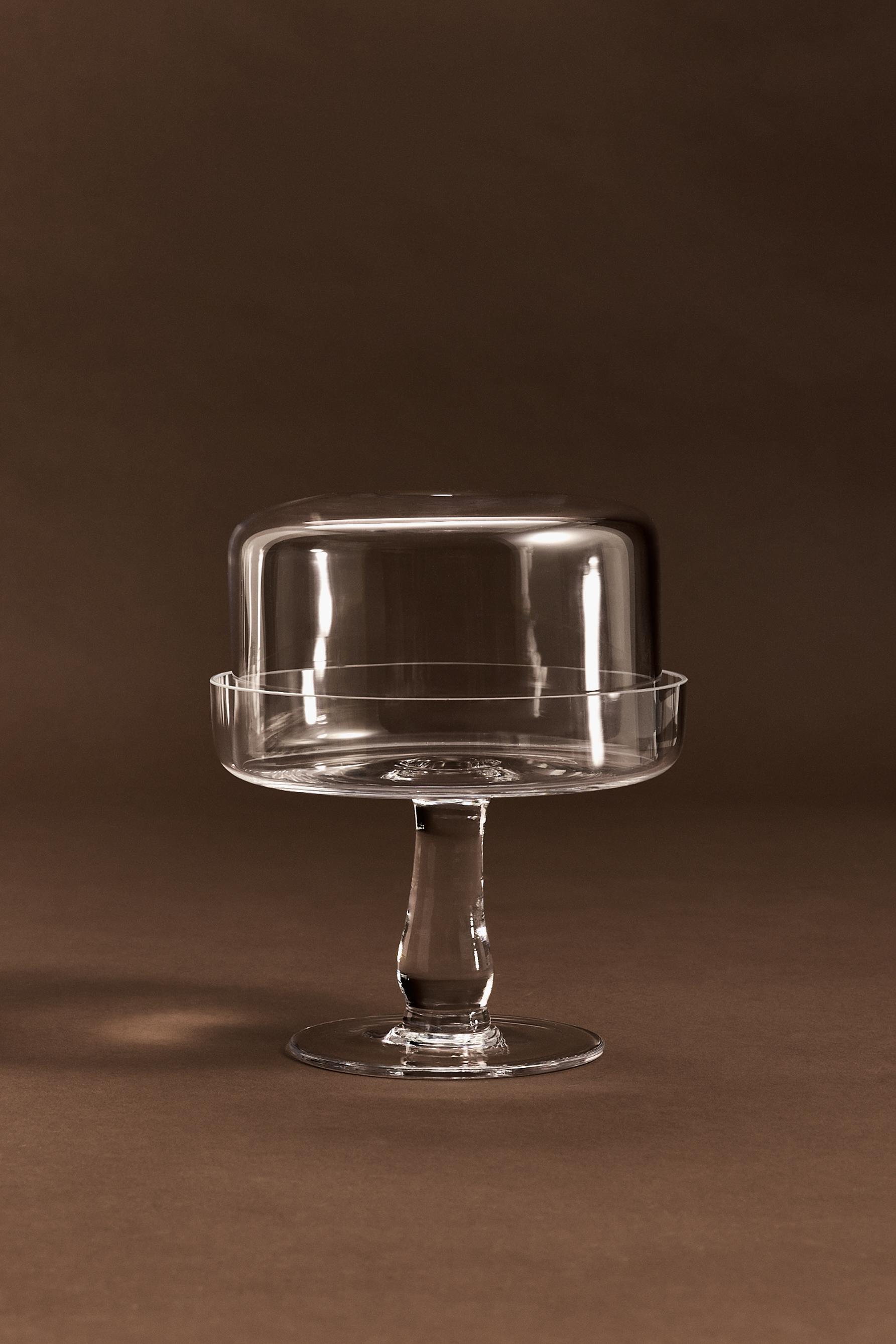 Fuente de vidrio con pie