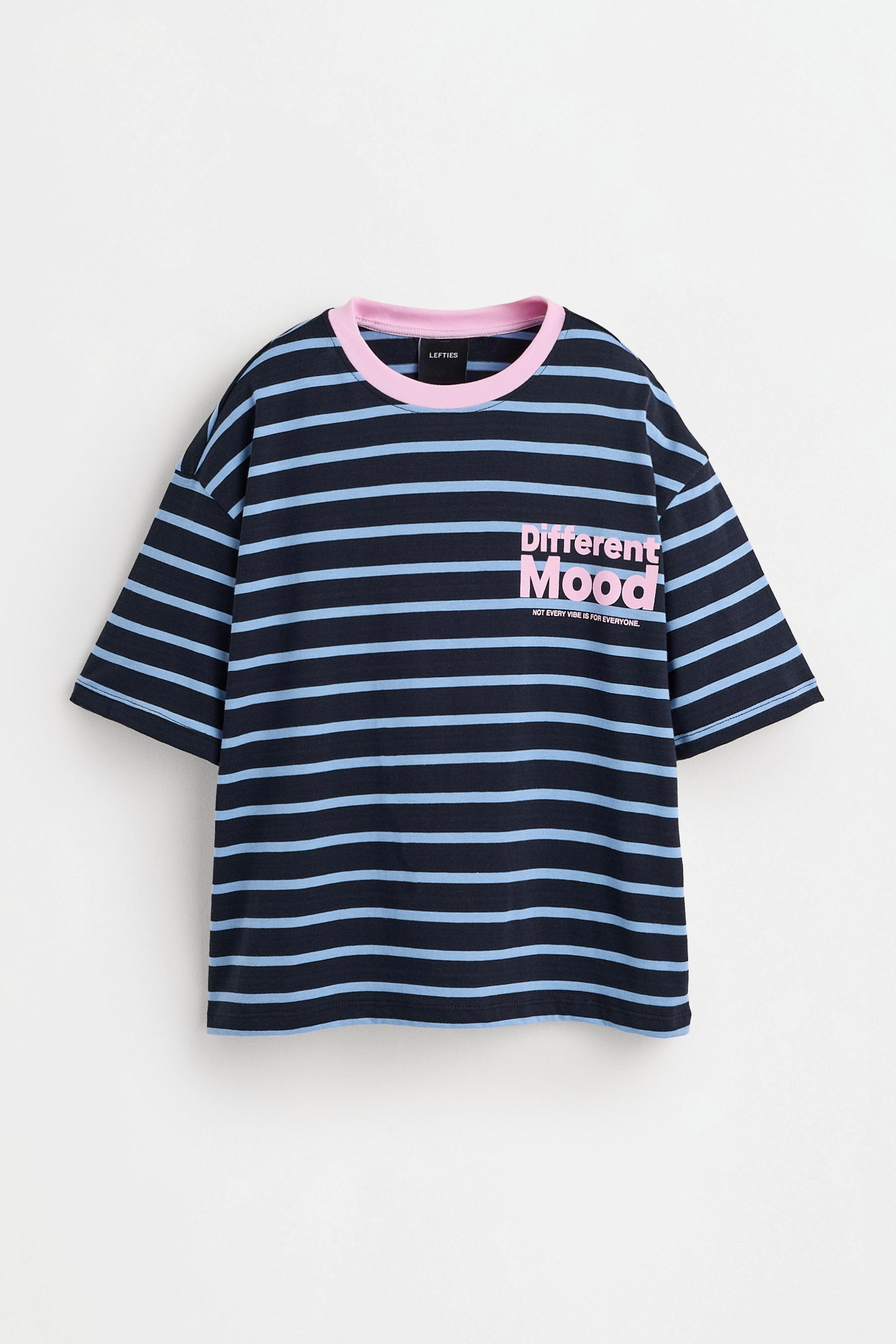 Printed boxy T-shirt — NAVY
