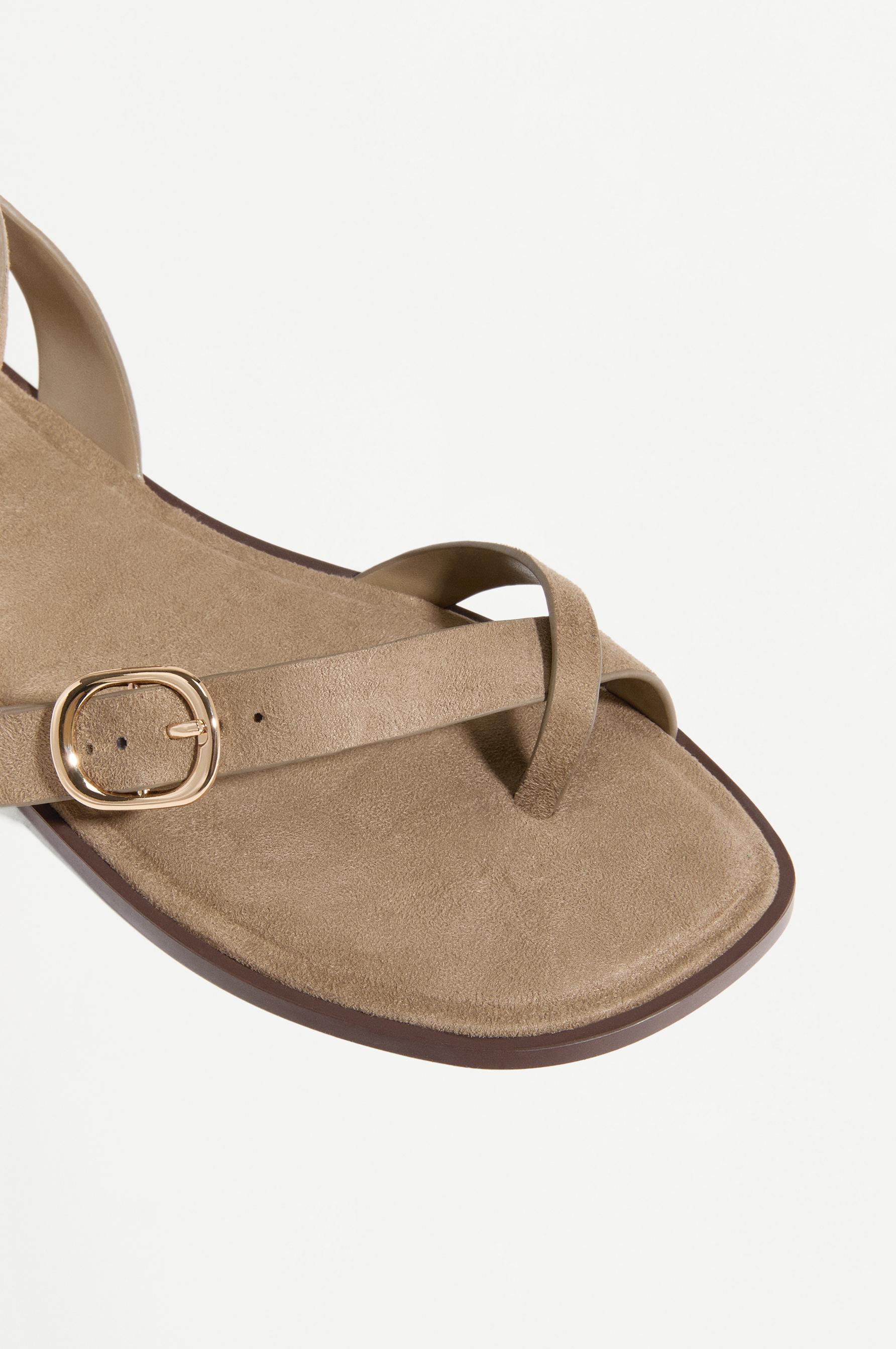 Lefties Haki Lefties Suni Süet bantlı düz sandalet