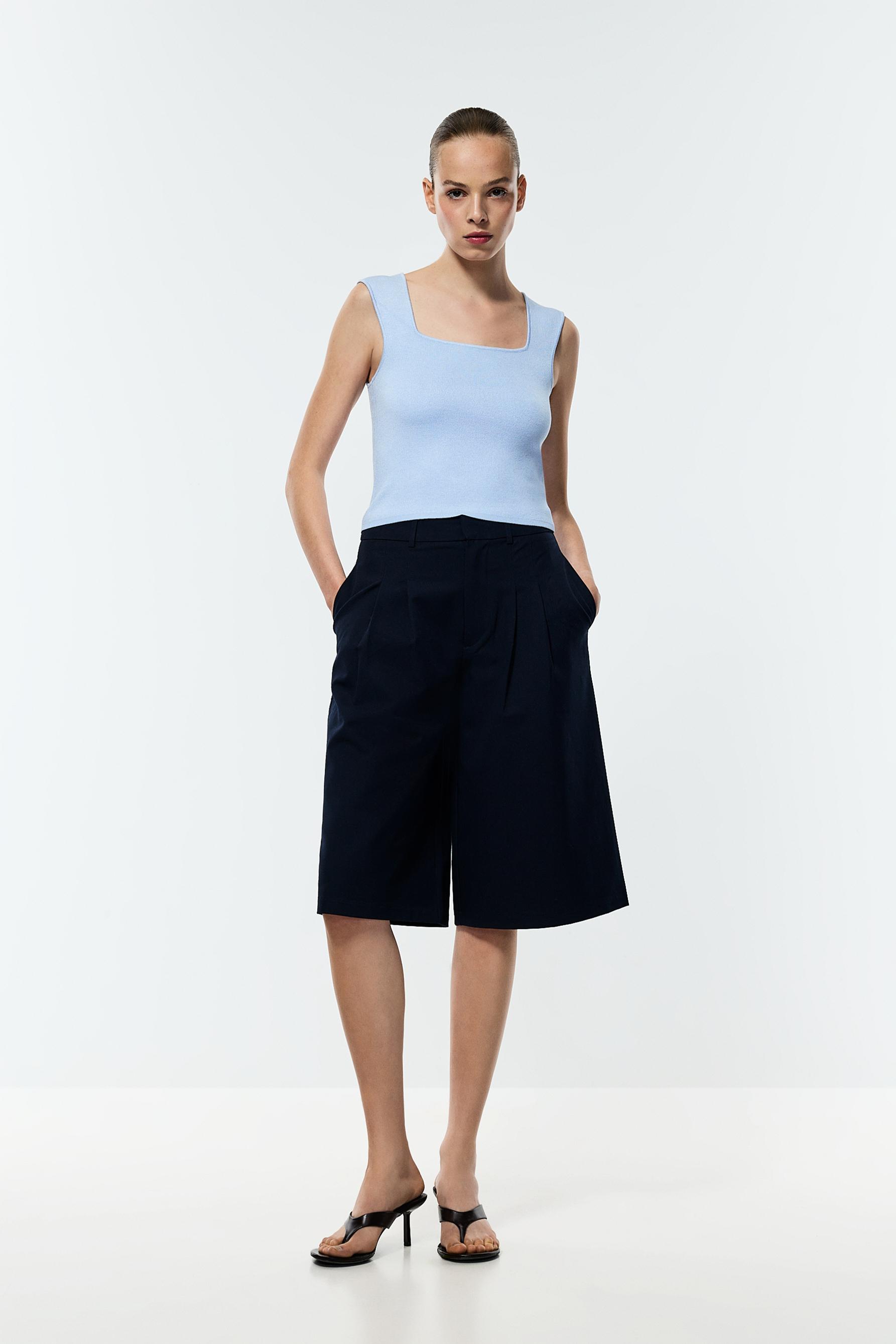 Basic knit top — SKY BLUE