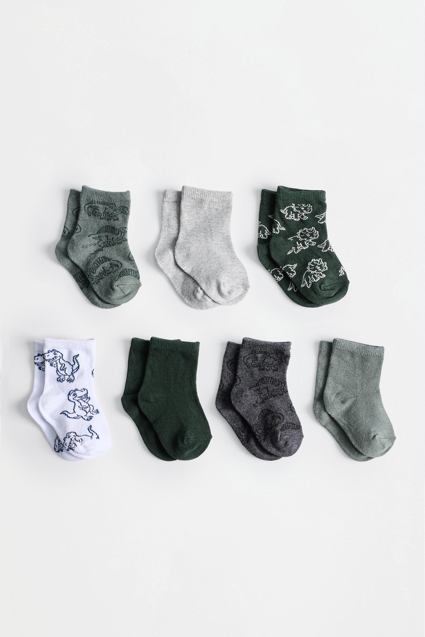 Long socks (7-pack) — GREYISH GREEN