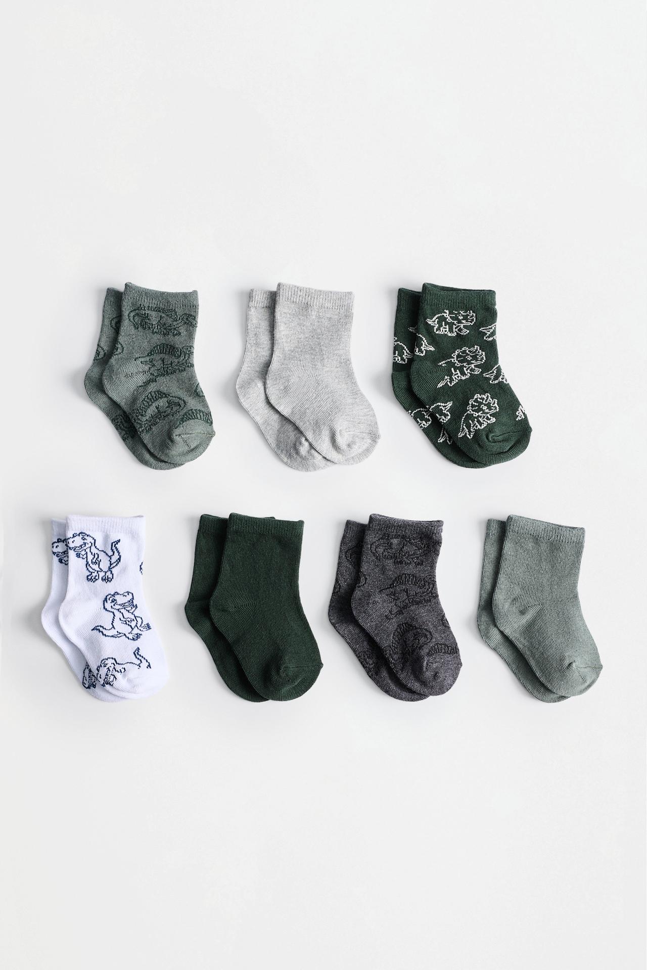 Long socks (7-pack) — GREYISH GREEN
