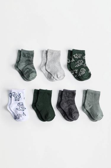Long socks (7-pack) — GREYISH GREEN 1