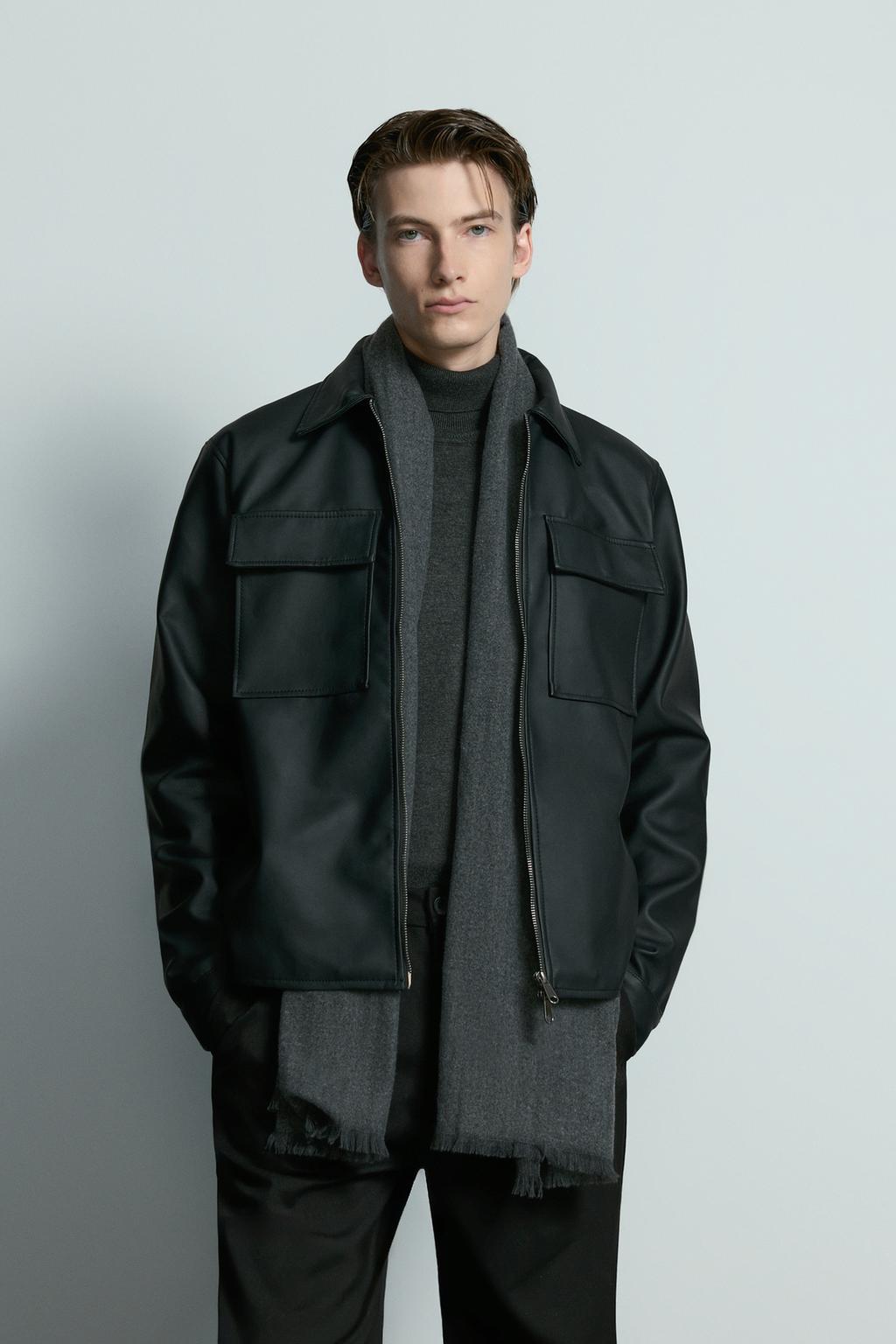 Faux leather jacket with pockets