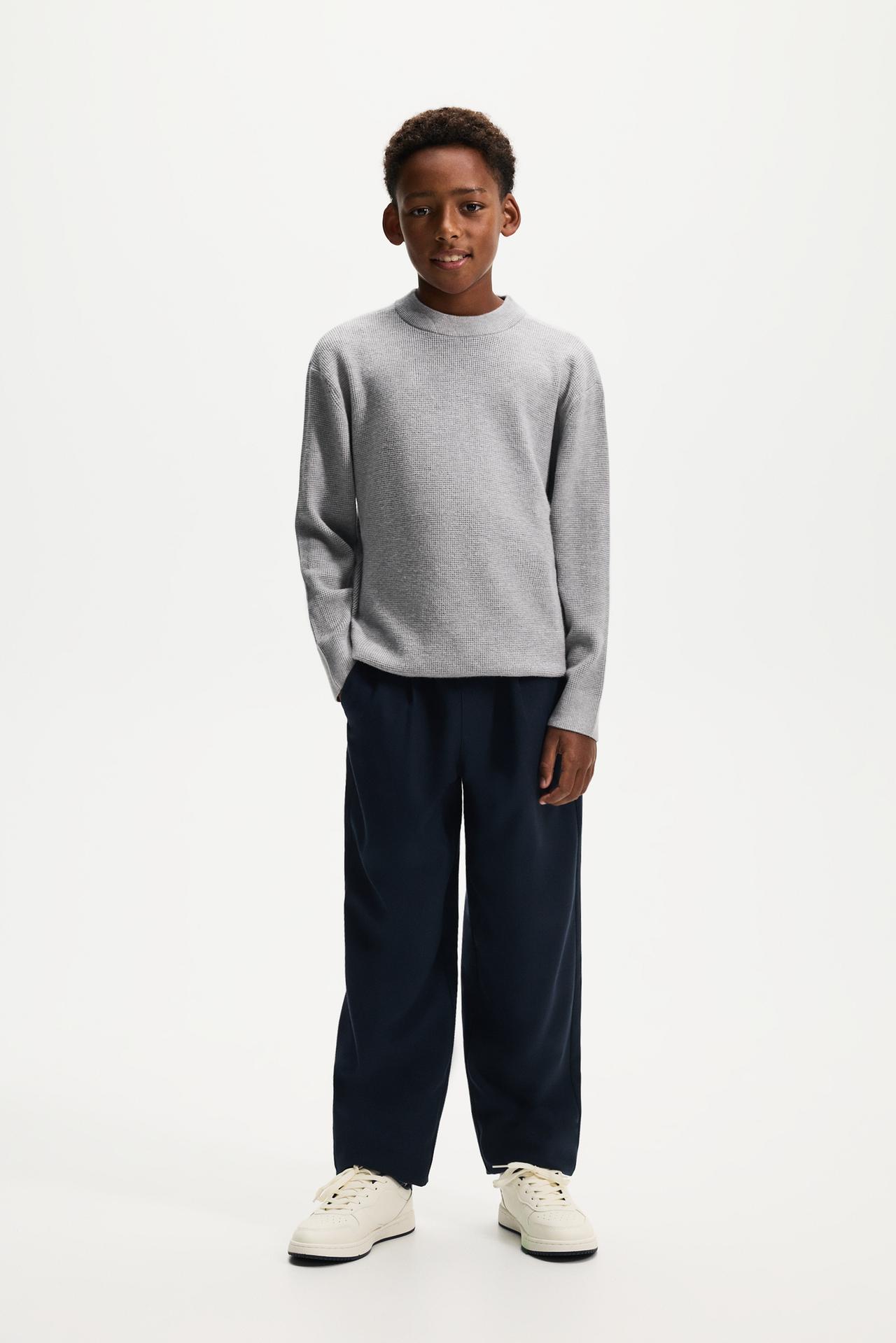 Waffle-knit sweater — GREY MARL