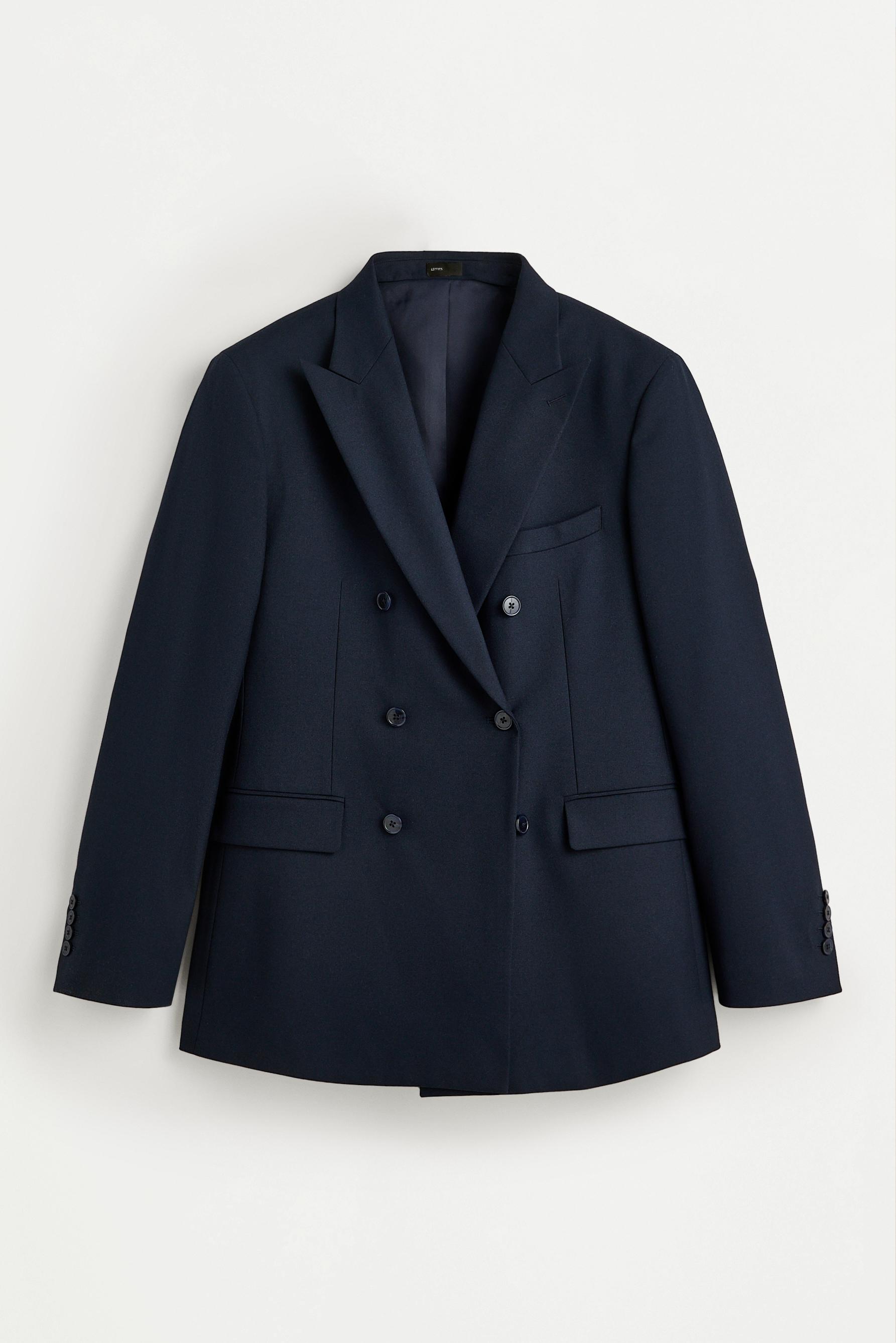 Slim fit double-breasted blazer — NAVY
