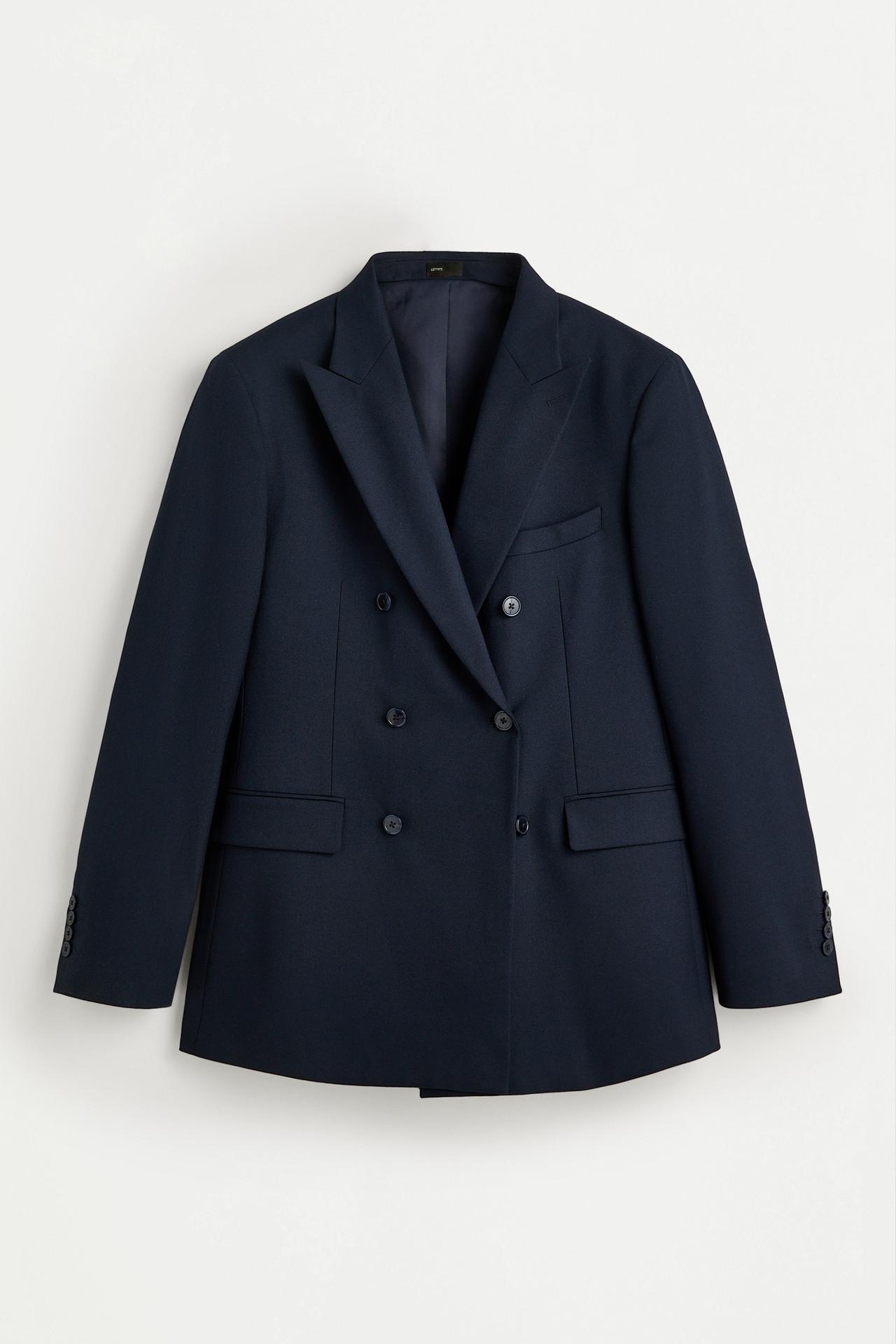 Slim fit double-breasted blazer — NAVY