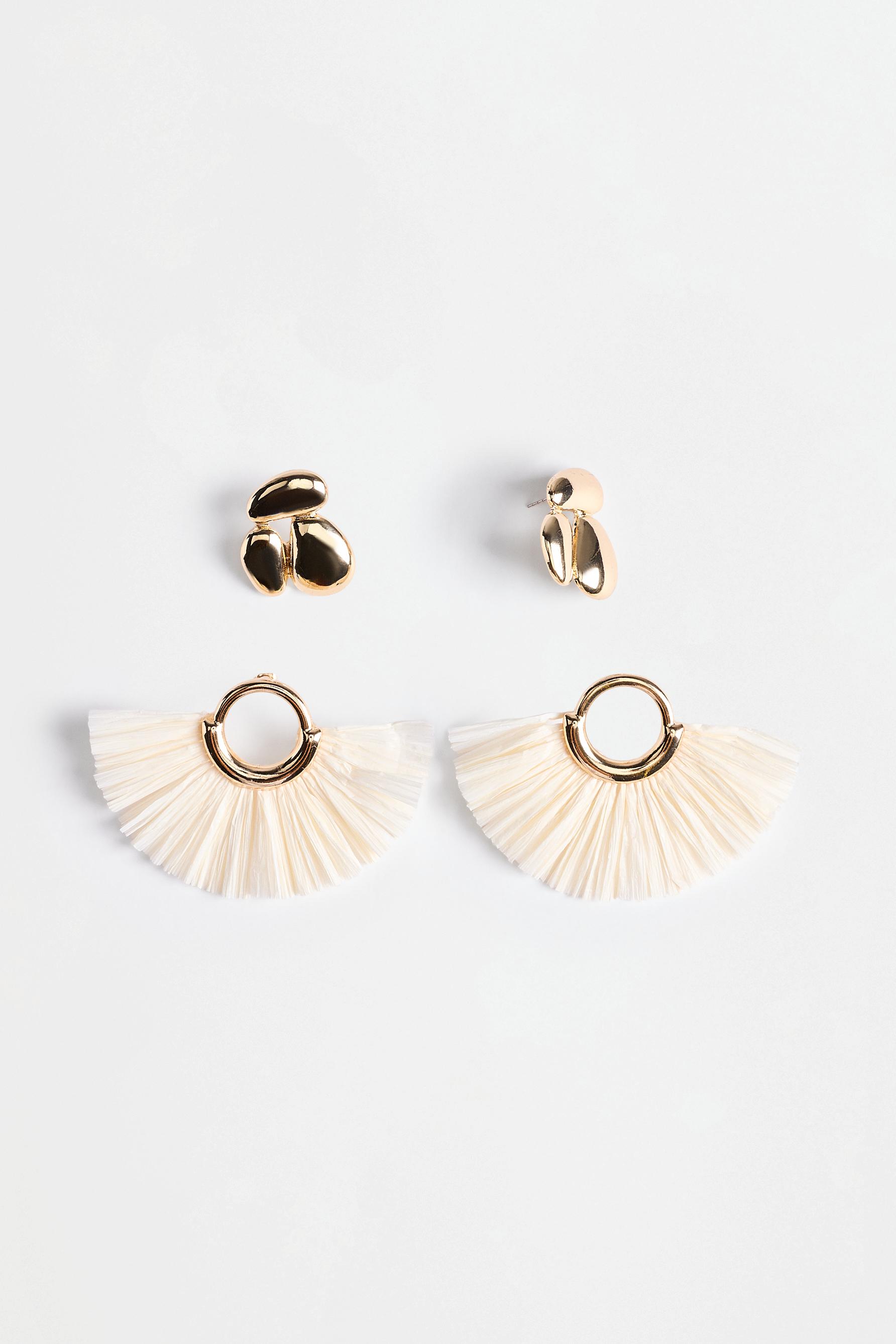 Mismatched earrings (2-pack) — ECRU/BEIGE