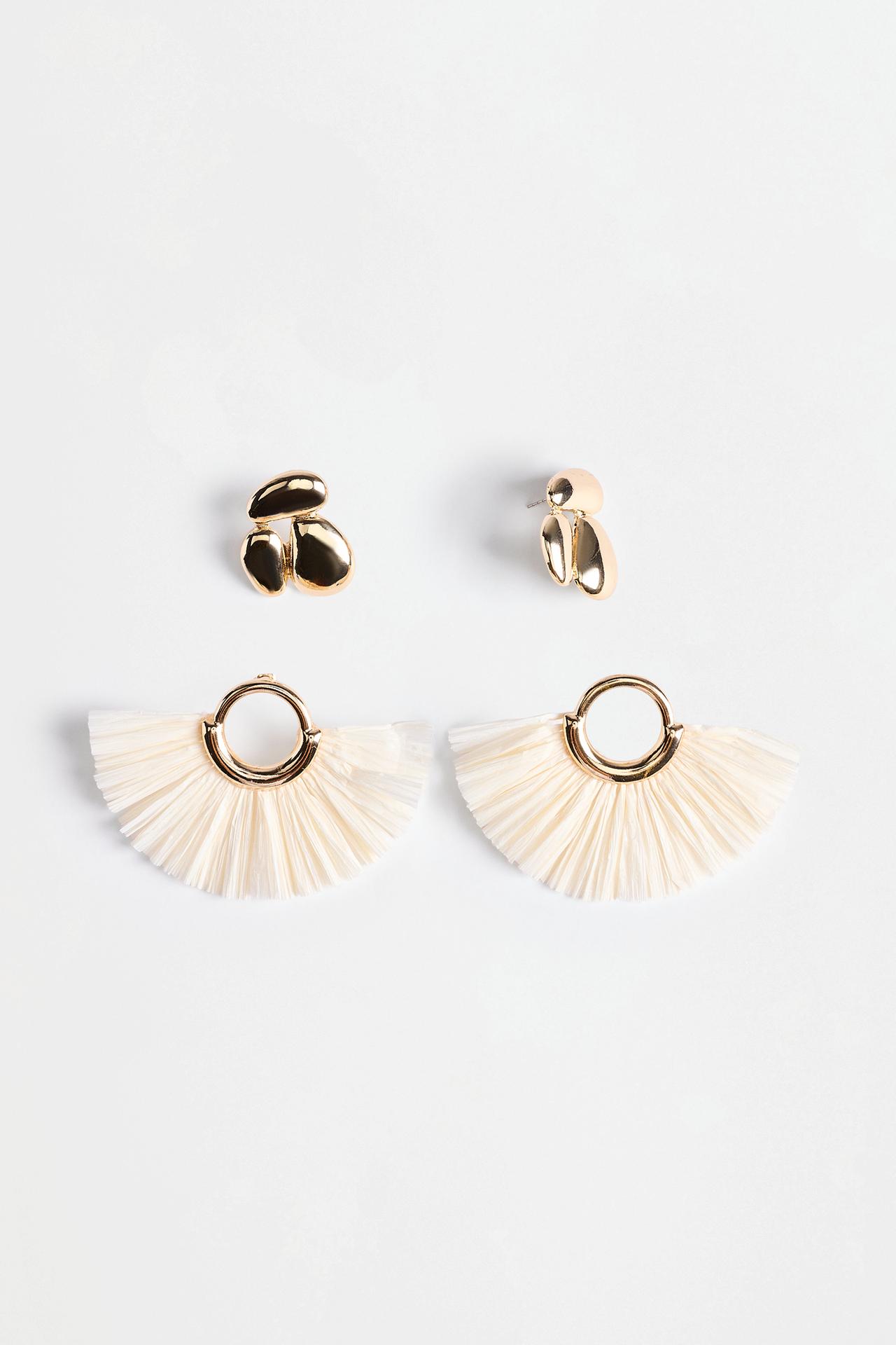 Mismatched earrings (2-pack) — ECRU/BEIGE