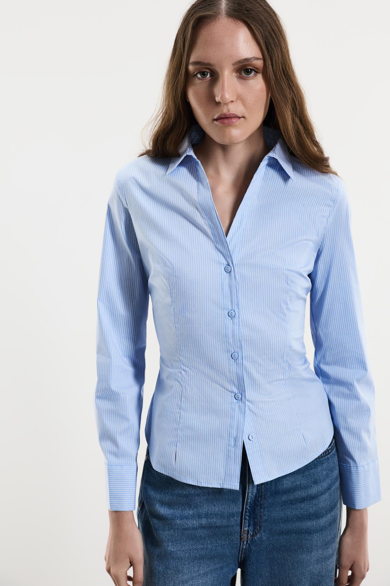 Printed poplin shirt — STRIPED
