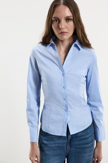 Printed poplin shirt — STRIPED 1