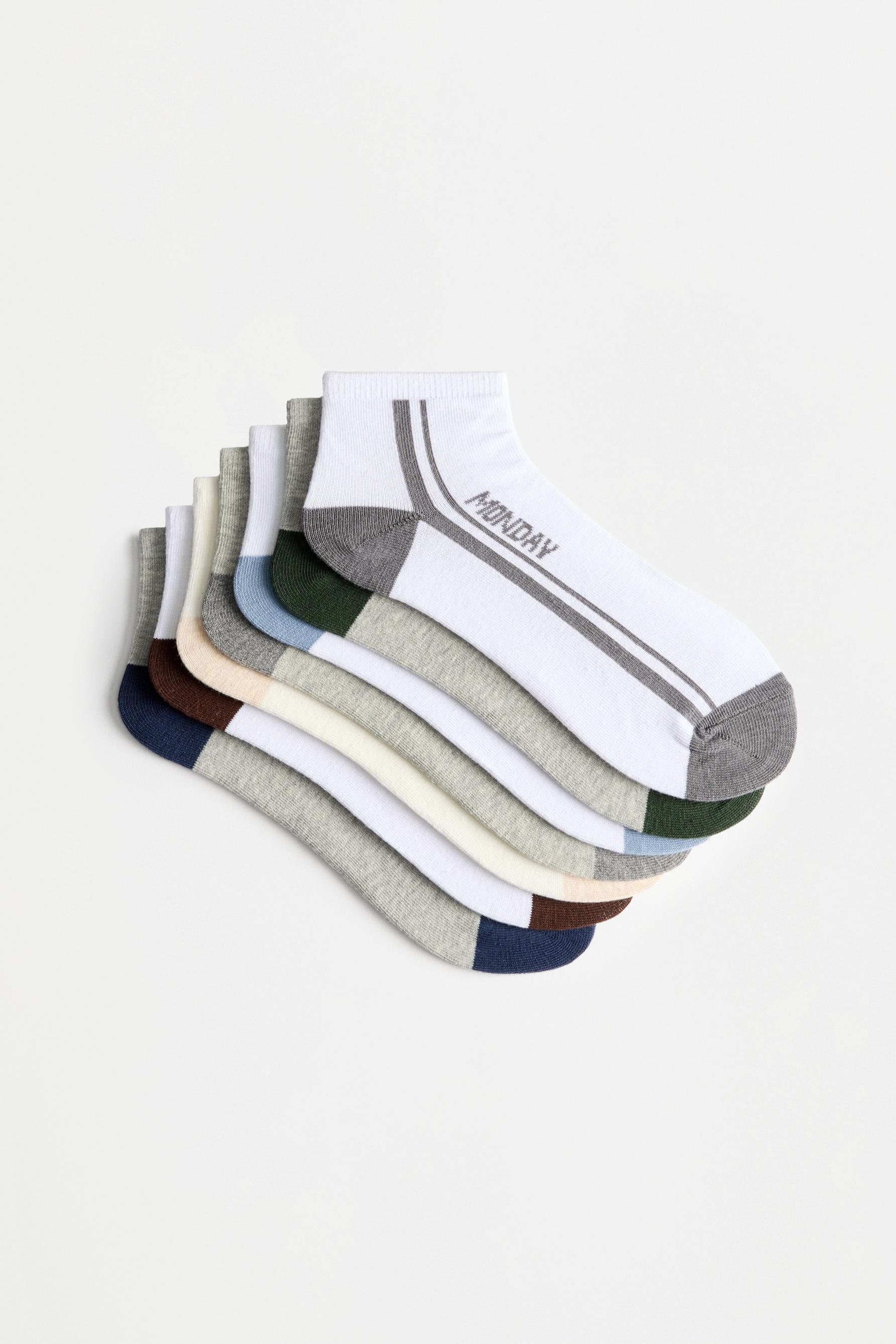 Days of the week ankle socks (7-pack) — GREY/CAMEL